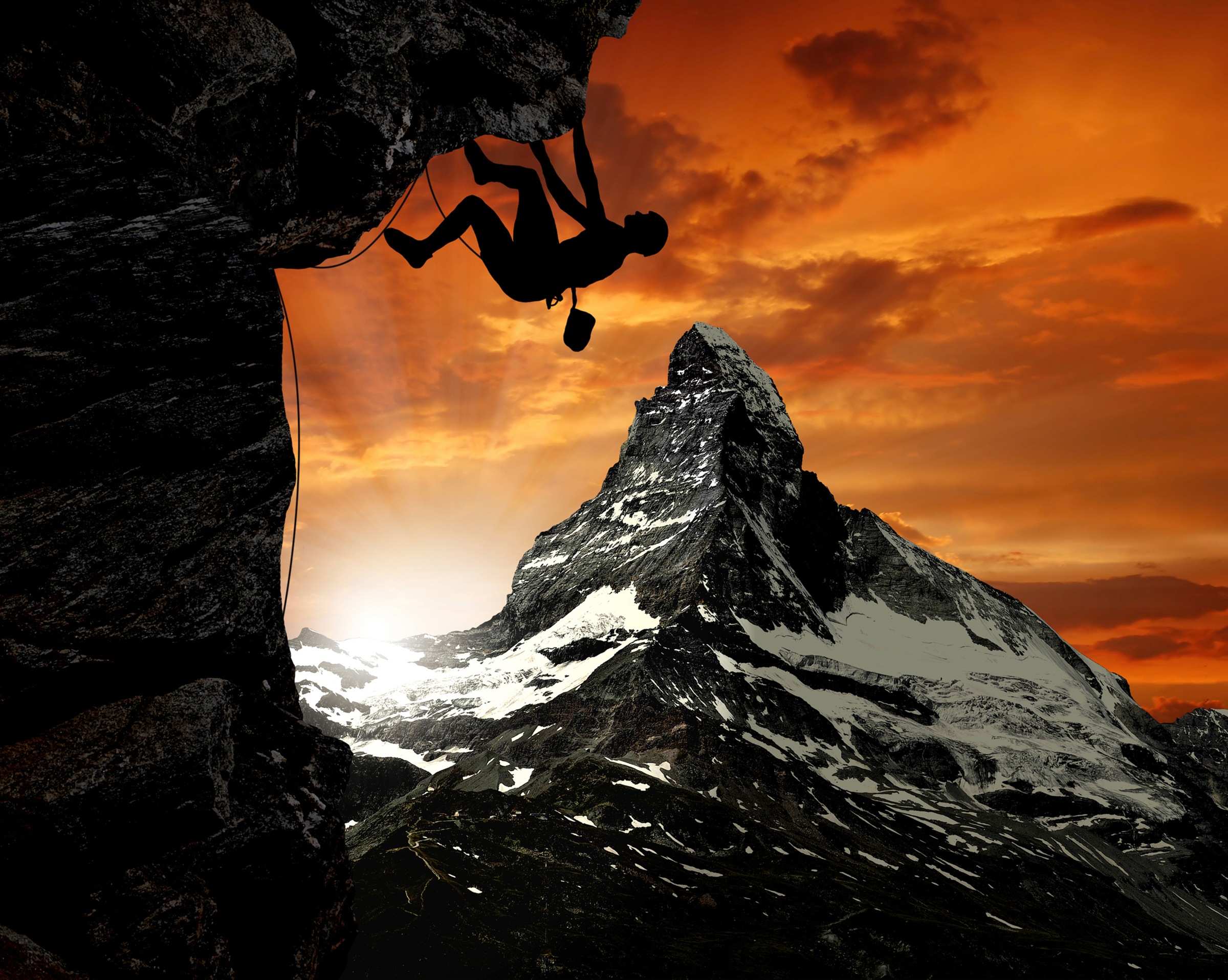 Papermoon Fototapete »GEBIRGE-SEE-BERGE WALD HIMMEL MATTERHORN BERGSTEIGER«