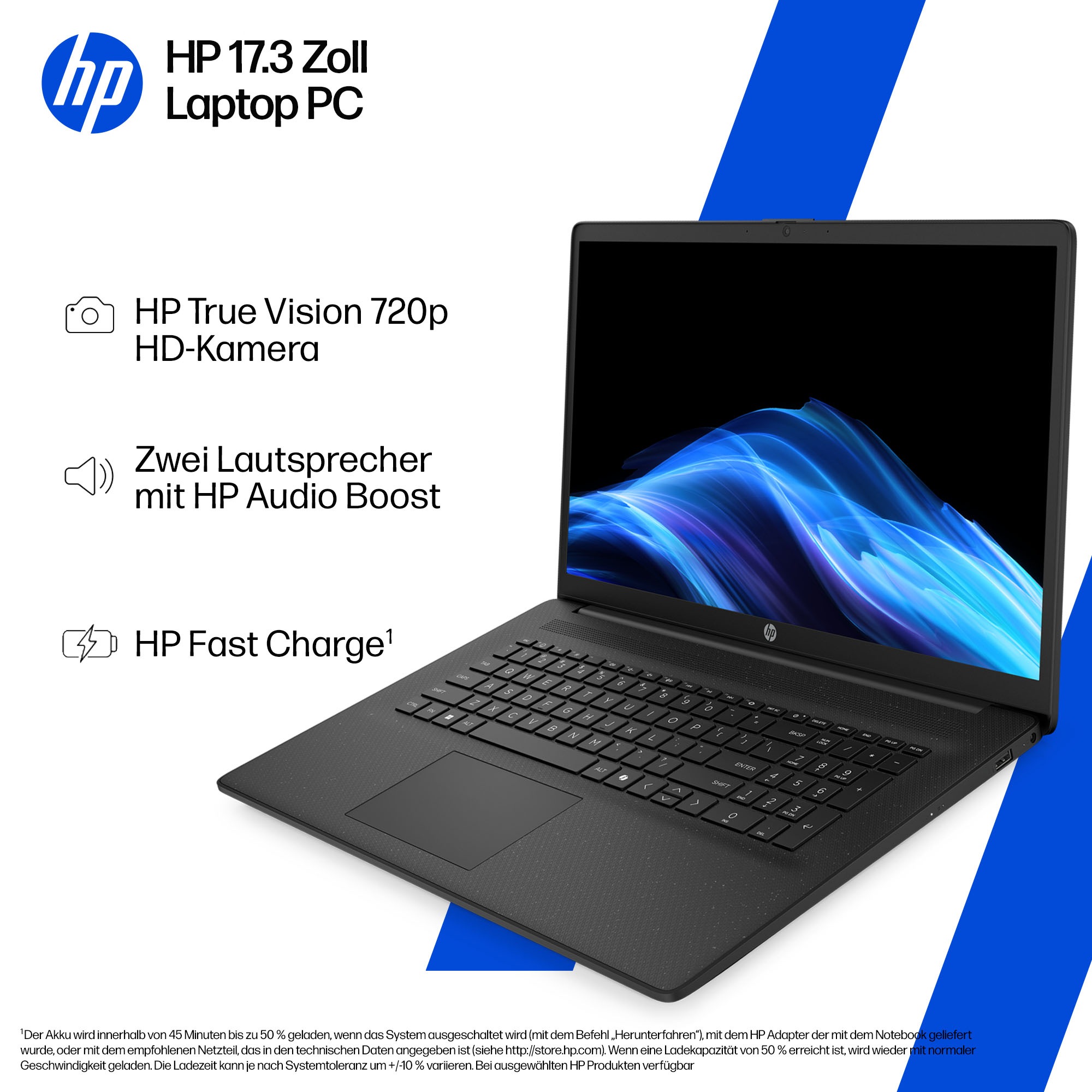 HP Notebook »17-cp AMD« 43,9 cm / 17,3 ″ AMD Ryzen 7 Radeon Graphics;USB 3.2 Gen 1.0 Type-C Anschluss;HDMI v1.4b;Kombi-Anschluss für Kopfhörer/Mikrofon;AC Smart Pin Netzadapterbuchse 1.000 GB SSD