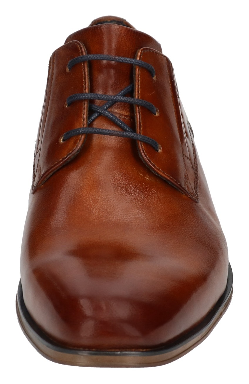 bugatti Schnürschuh  Anzugschuh, Business Schuh mit Logoschriftzug mit feinem Blockabsatz