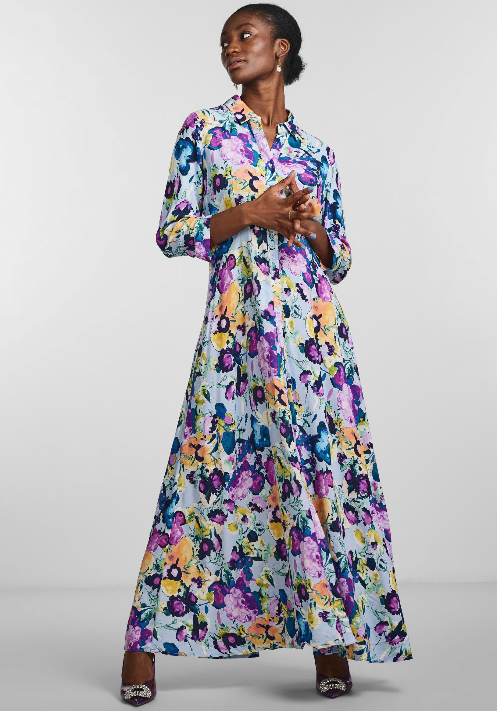 SHIRT Ärmel mit im kaufen Hemdblusenkleid LONG OTTO »YASSAVANNA DRESS«, 3/4 Shop Online Y.A.S
