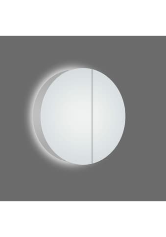 Badezimmerspiegelschrank, Ø: 60 cm, LED-Beleuchtung, aus Aluminium und Echtglas, IP24