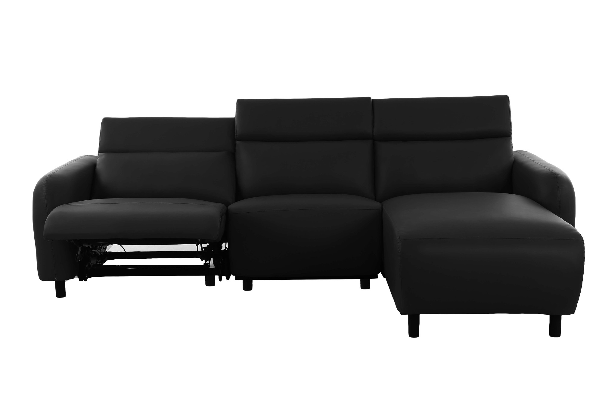 Home affaire Ecksofa »SKAANE Lederoptik, L-Form, 274 cm, manuelle u. elektrische Funktion,«, rundes Design, Kopfteilverstellung, Federkernpolsterung