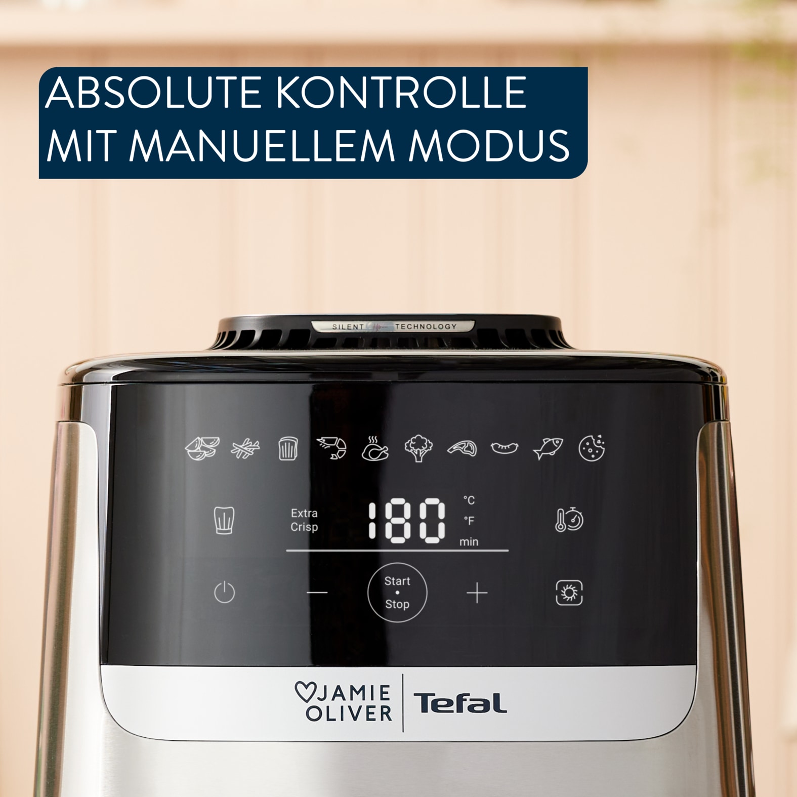 Tefal Heißluftfritteuse »Jamie Oliver by Tefal EY55JD Easy Fry Silence Deluxe«, 1670 W, 10 voreingestellte Programme, digitaler Touchscreen, EY55JD