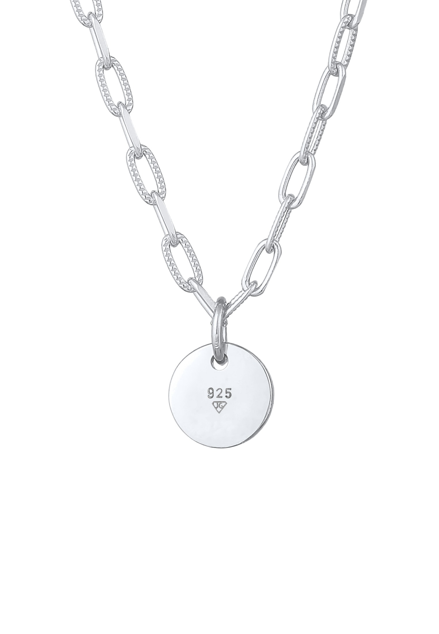 Elli Kette mit Anhänger »Halskette Plättchen Coin Gliederkette Trend 925 Silber«