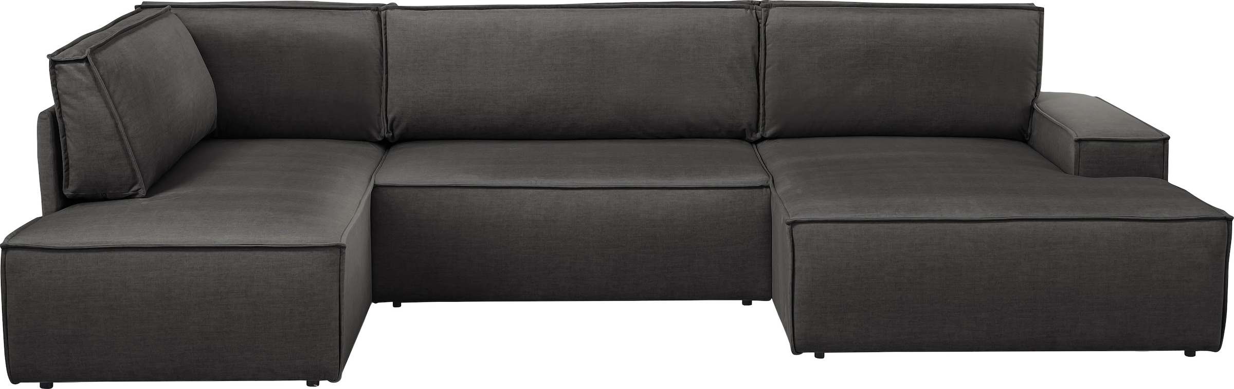 Home affaire Wohnlandschaft »SHERWOOD 329 cm, U-Form, Schlafsofa,«, Schlaffunktion m. Bettkasten (194x139 cm), Cord, Vintage, Samtvelours
