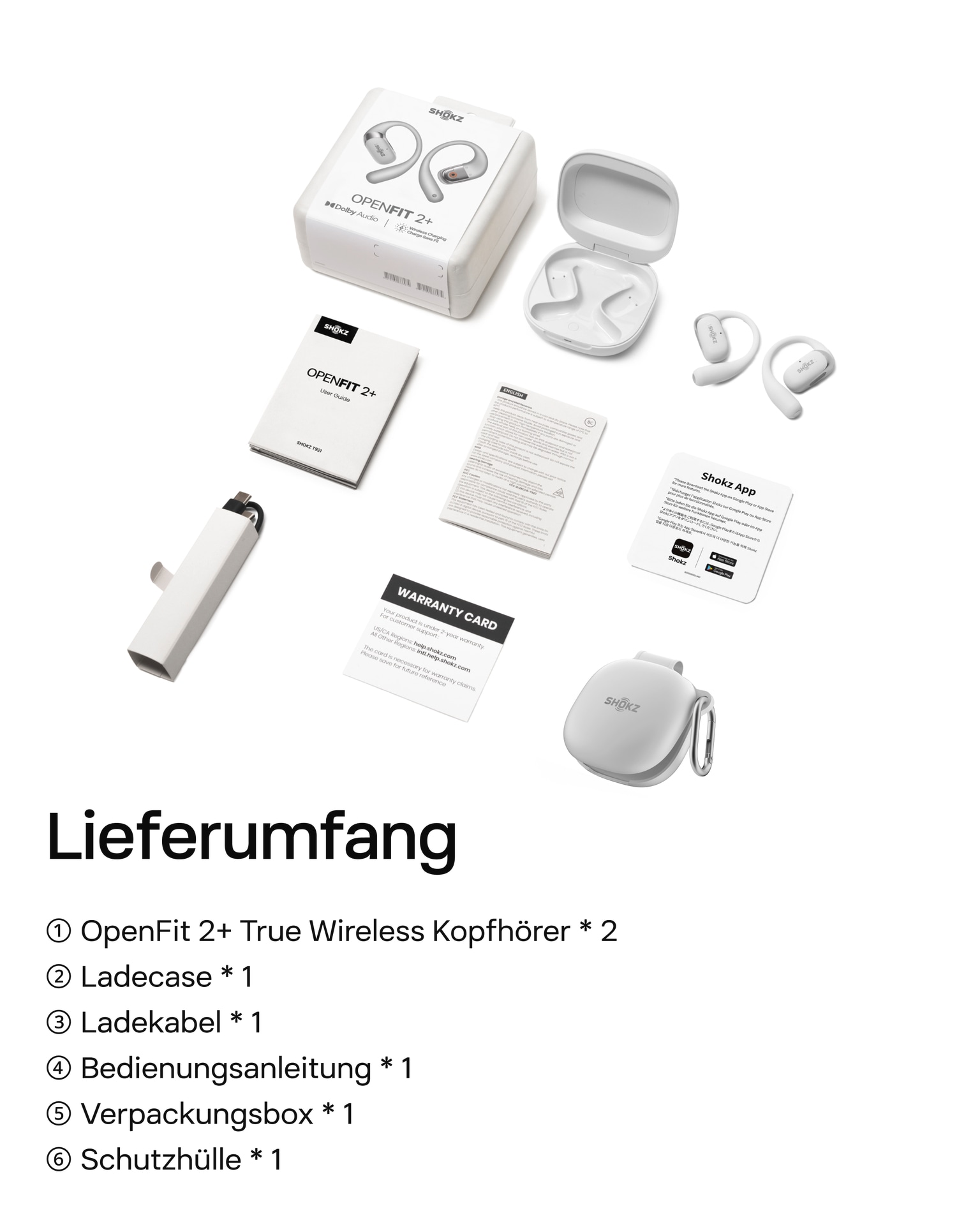 Shokz Open-Ear-Kopfhörer »OpenFit 2+ inklusive Schutzhülle«, A2DP Bluetooth, Freisprechfunktion-True Wireless