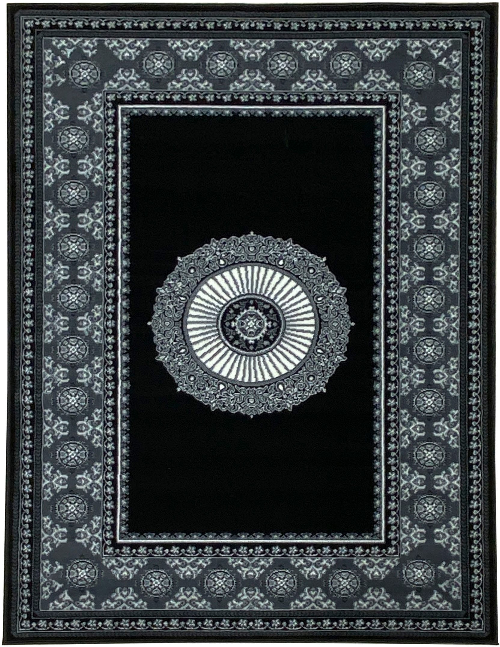 My Home Teppich »Shari, Made in Belgium« rechteckig 7 mm Höhe Orient-Optik, mit Bordüre, Teppich, Kurzflor, Weich, Pflegeleicht in grau