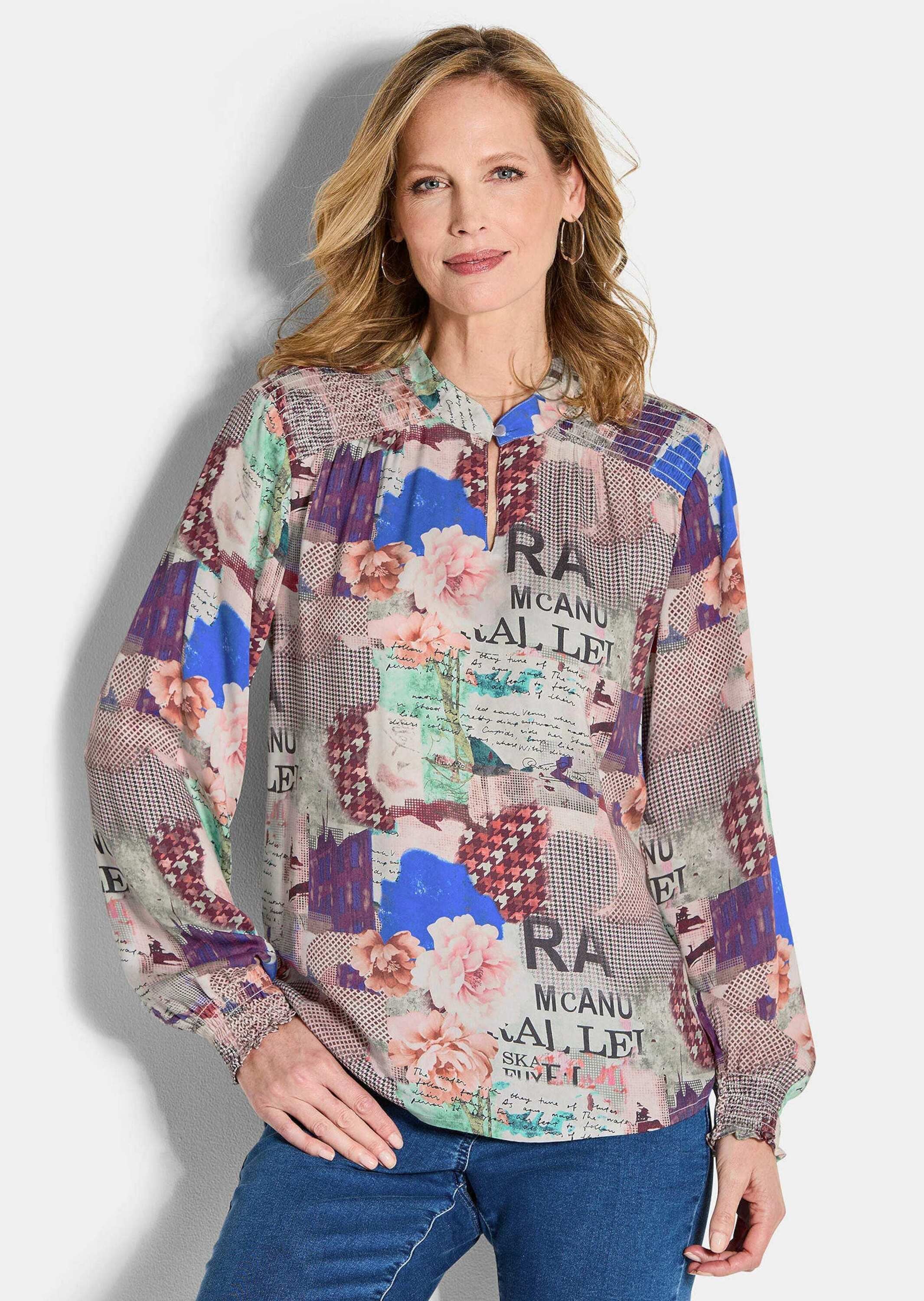 GOLDNER Schlupfbluse »Bluse mit Stehkragen aus Viskose-Satin«