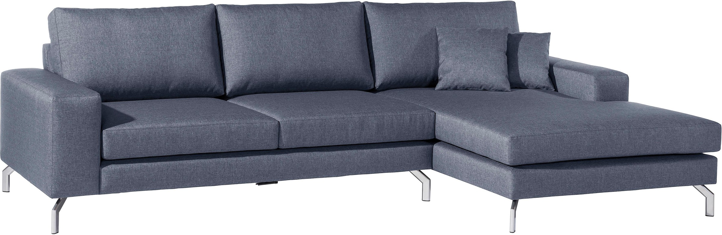 Max Winzer® Ecksofa »Flori Set inkl. Hocker, guter Sitzkomfort, aktuelles Design«, (Spar-Set, Ecksofa und Hocker), elegant mit abgewinkelten Chromfüßen, inklusive Zierkissen
