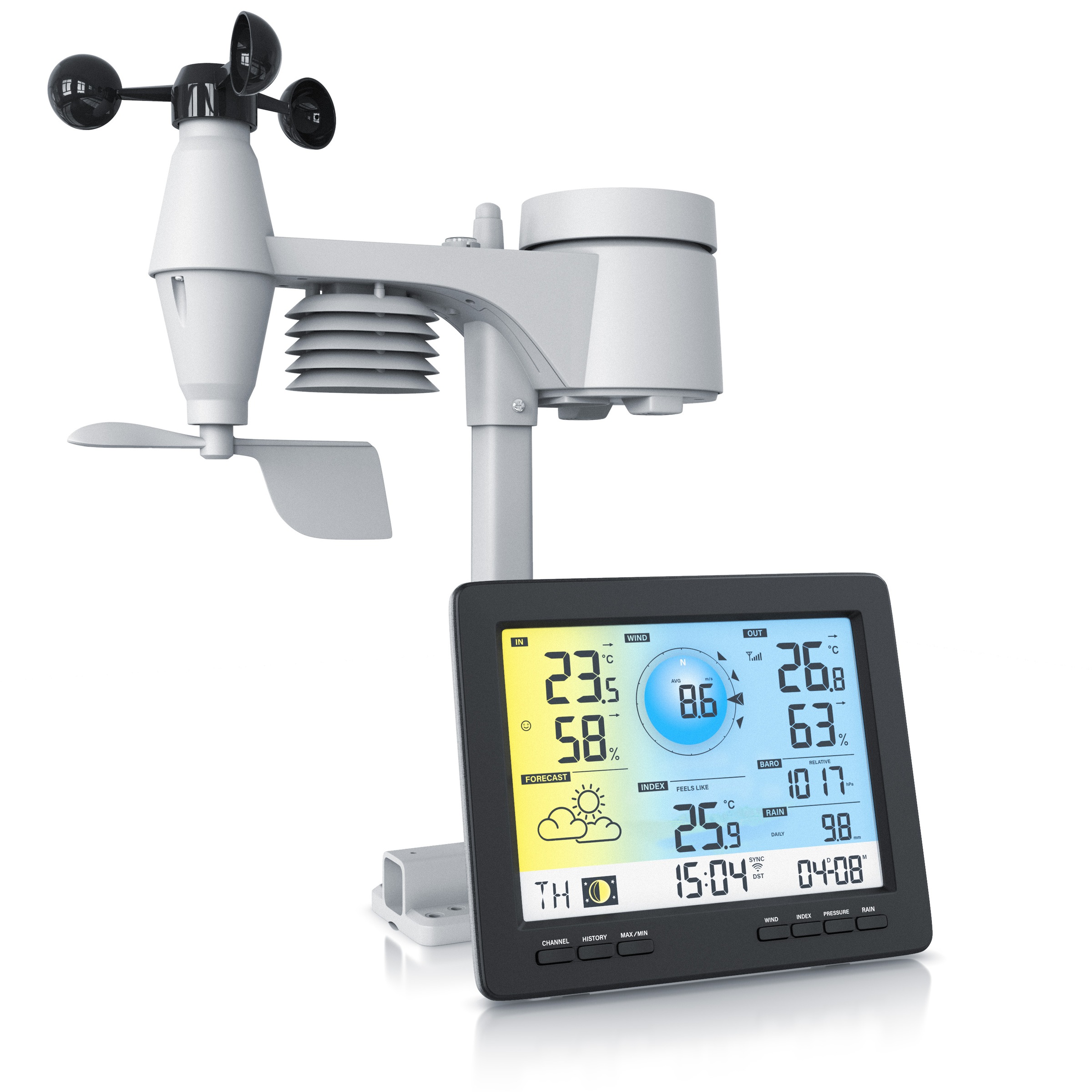 Brandson Funkwetterstation »Wetterdaten per App«, (mit Außensensor), mit 5 in 1 Außen Messstation