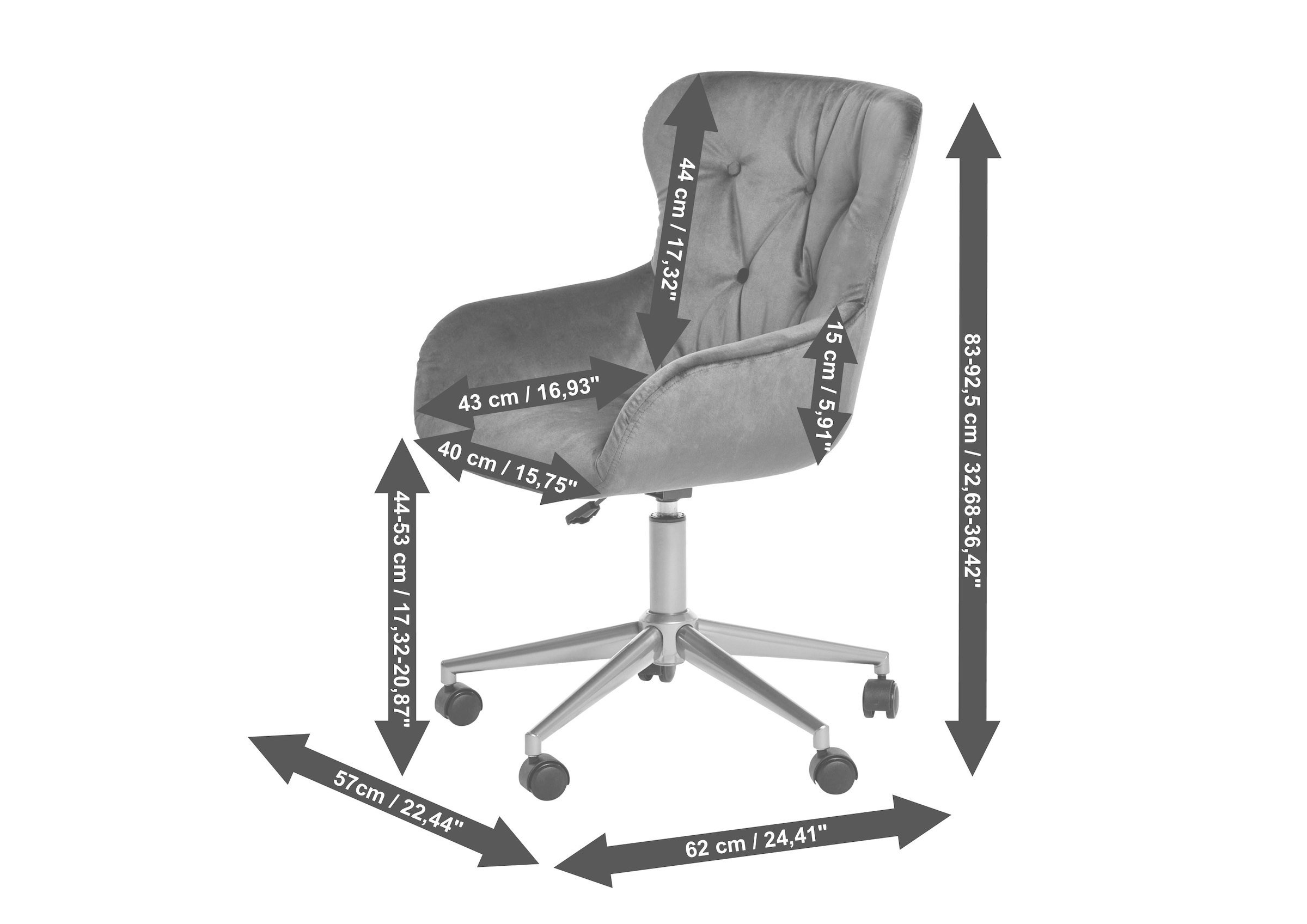 Jahnke Schreibtischstuhl »CLUB WORX«, 1 St., Samtstoff, Büro-/ Schreibtischstuhl, höhenverstellbar, Chesterfield-Polster, Samt