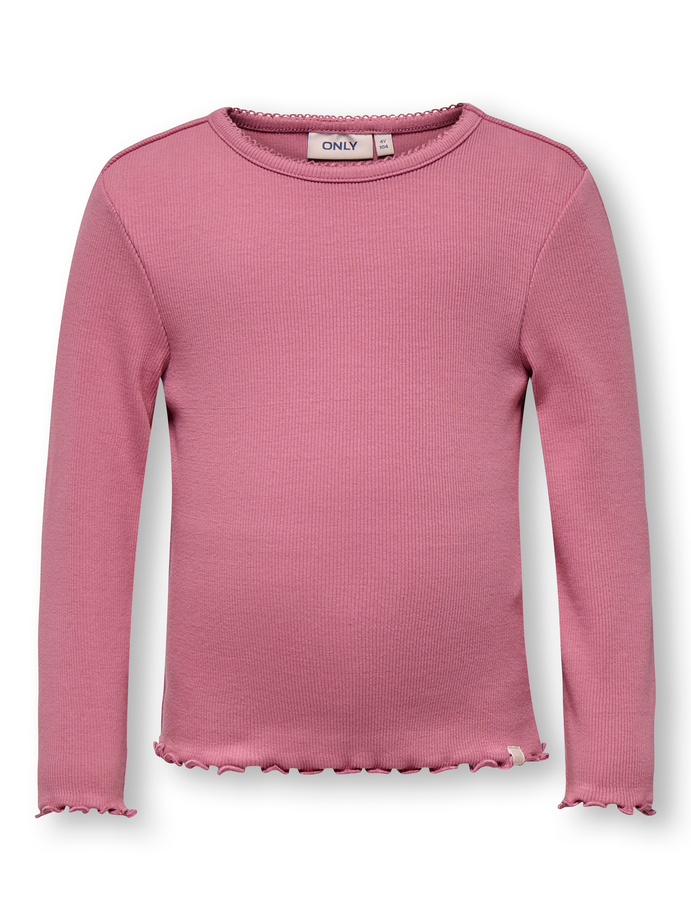 KIDS ONLY Langarmshirt »KMGTRINNY SLD LS ONECK TOP JRS NOOS« aus Baumwollmischung, figurbetonte Passform, mit Jersey und Rippware