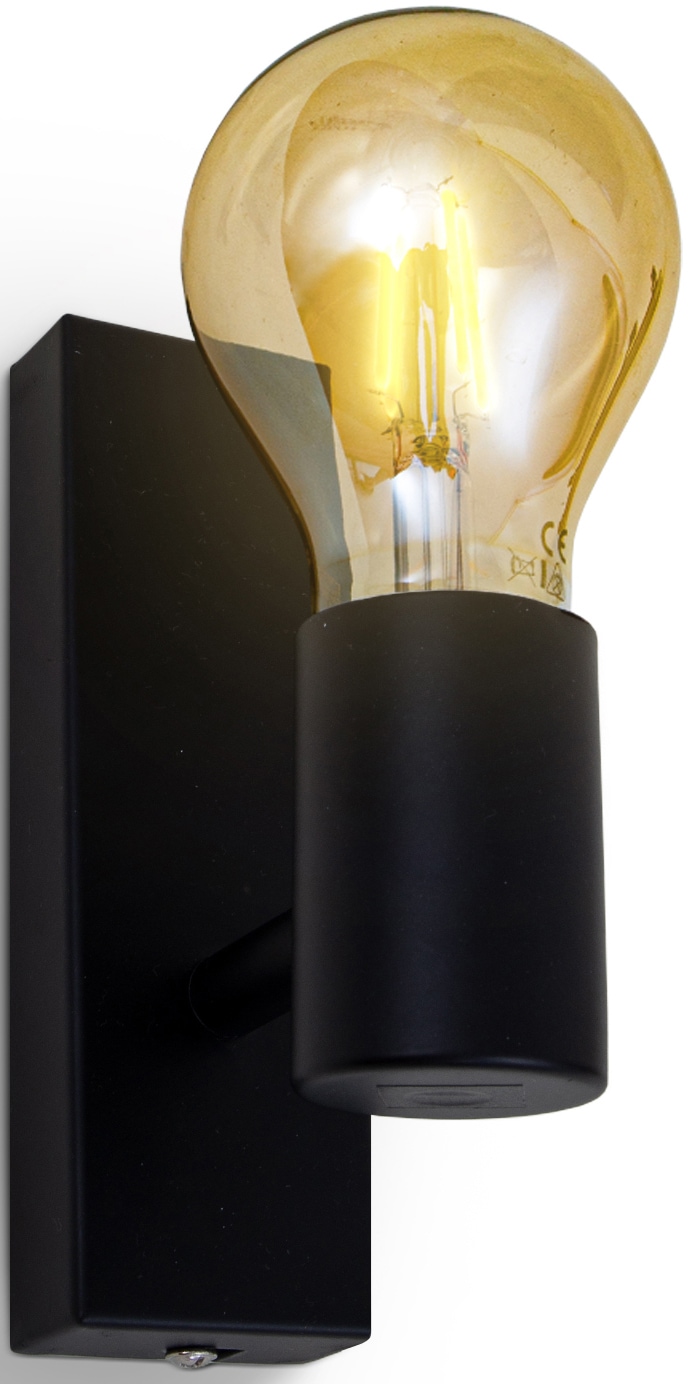 B.K.Licht Wandleuchte »BK_DS1265 Wandlampe, Retro, Schwarz, Metall, E27-Fassung«, 1 flammig-flammig, Flurlampe, 1-Flammig, ohne Leuchtmittel (max. 60W)