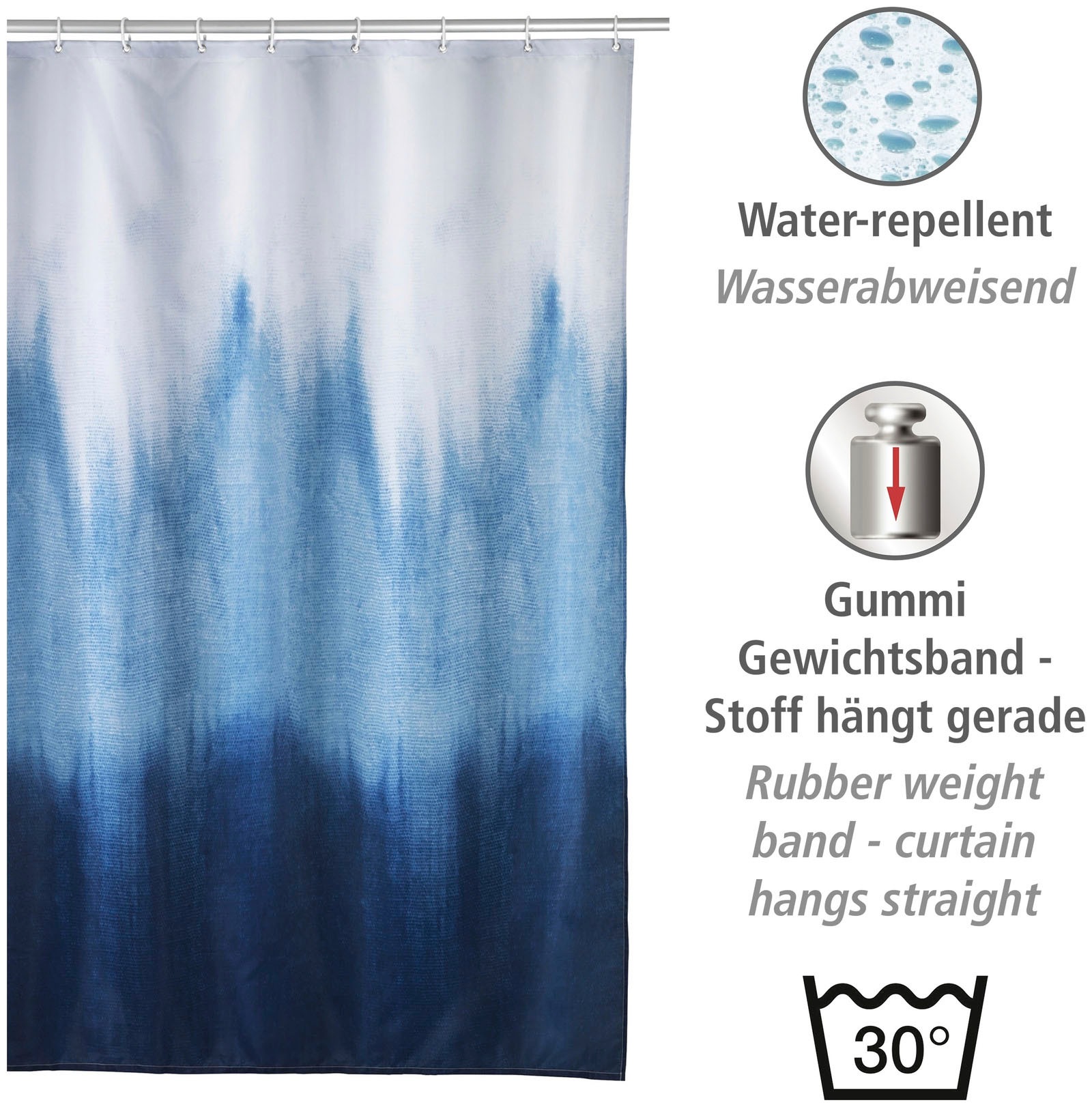 WENKO Duschvorhang »Alara«, Höhe 200 cm, Batik-Optik