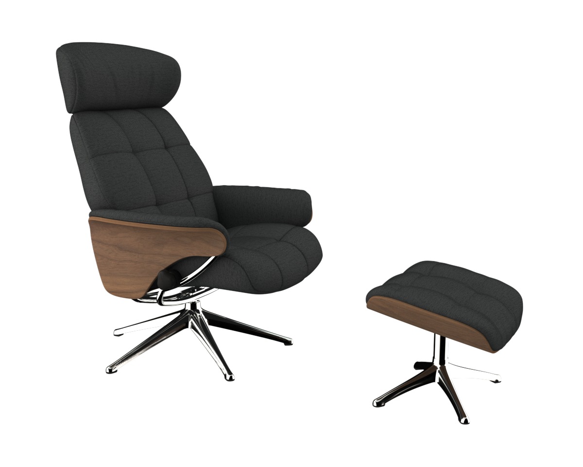 FLEXLUX Relaxsessel »Skagen, Funktionssessel, Premium-Komfort, Armlehnen, Drehbar, Scandi«, Rücken- und Kopfteilverstellung, Fuß Alu, Armlehne Eiche, Drehbar