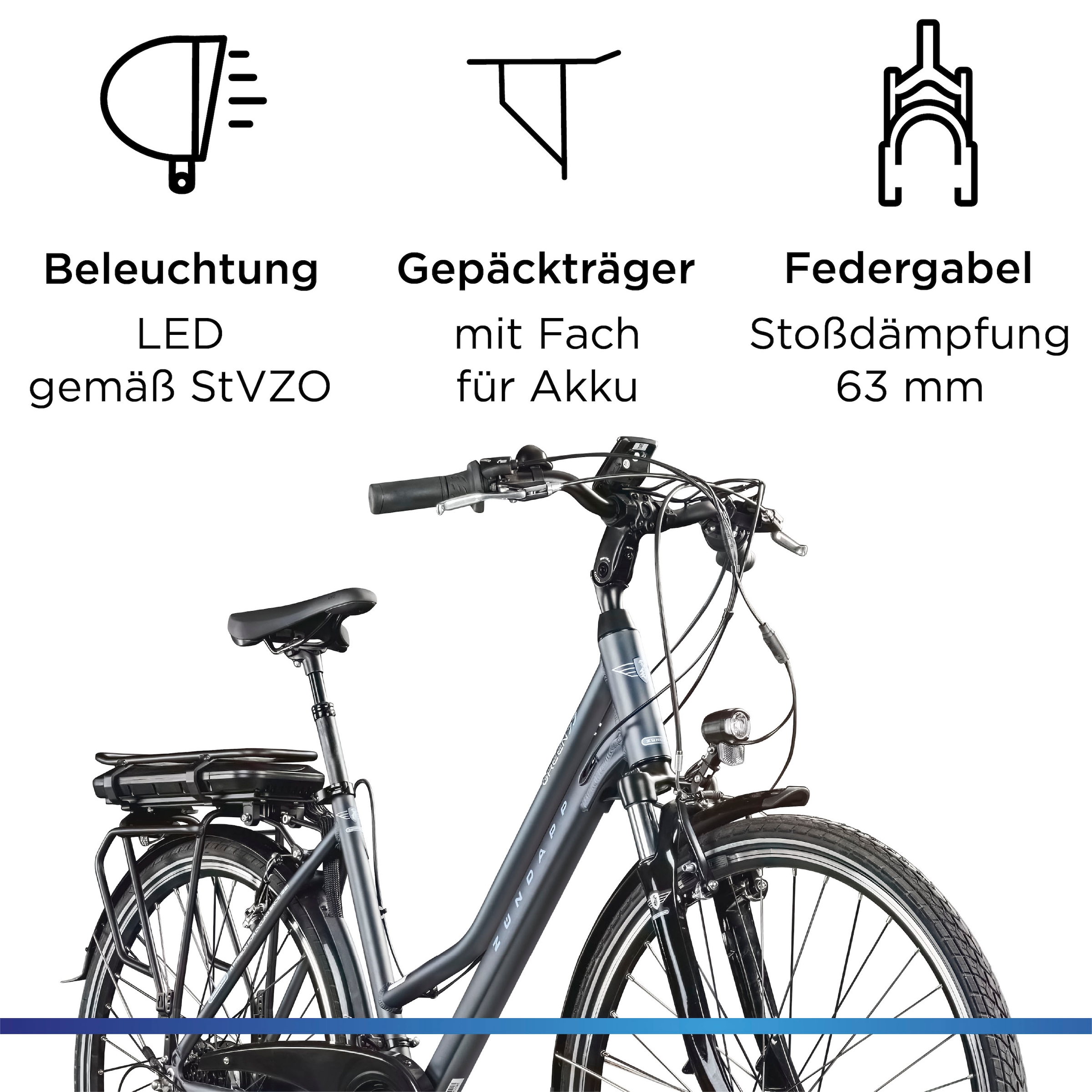 Zündapp E-Bike »Green 7.7 Damen«, 21 Gang, Shimano, Tourney, Heckmotor 250 W, Pedelec, Elektrofahrrad für Damen