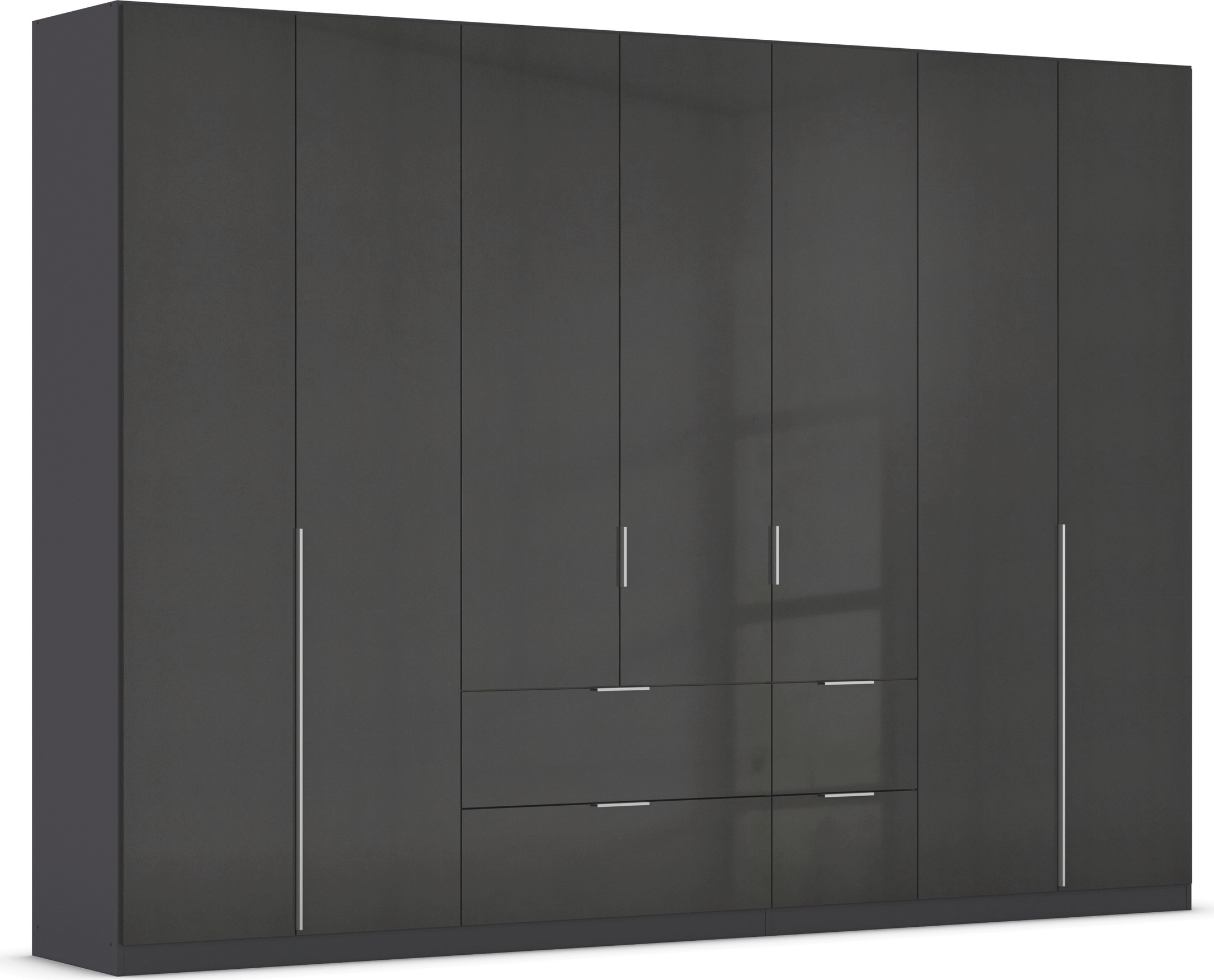 Rauch Drehtürenschrank »Kleiderschrank Schrank Garderobe AGORDO mit Dekor- oder Hochglanzfront« in zwei Griff-Farben in grau, Größe B/H/T: 315 cm x...