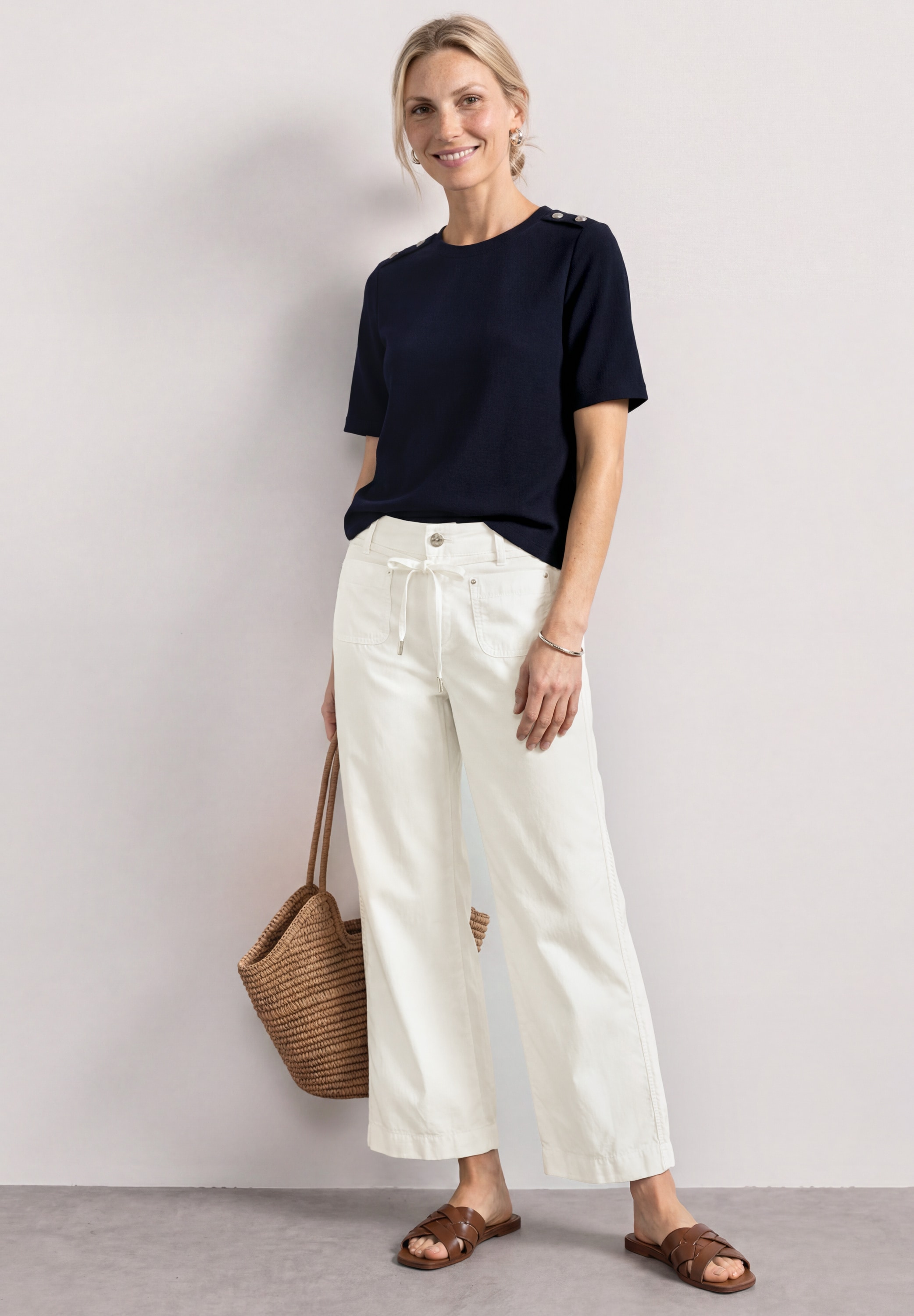 STREET ONE Stoffhose  in Washed-Optik