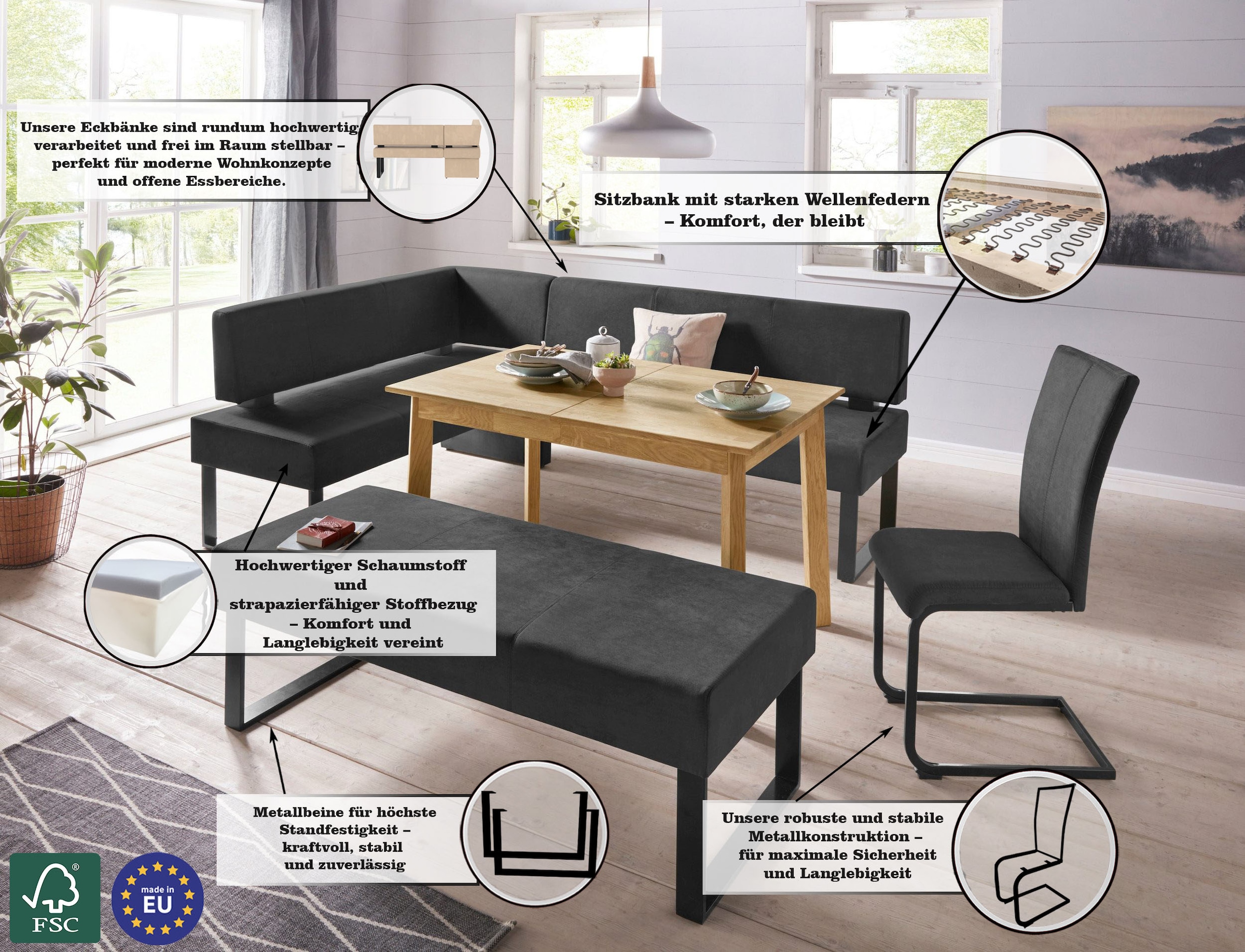 Home affaire Freischwinger »Oliver«, (Set), 2 St., Microfaser, Stuhl belastbar bis 120 Kg