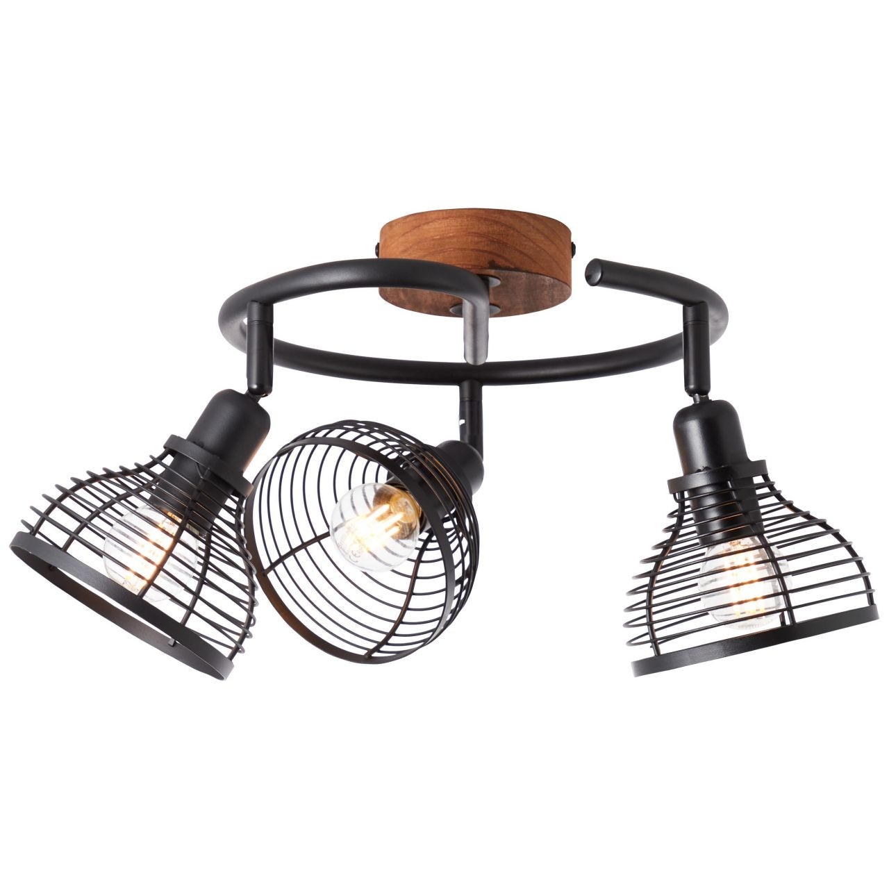 Brilliant Deckenstrahler »Avia«, 3 flammig, Leuchtmittel E14 | ohne Leuchtmittel, Spotspirale 3flg schwarz/holzfarbend