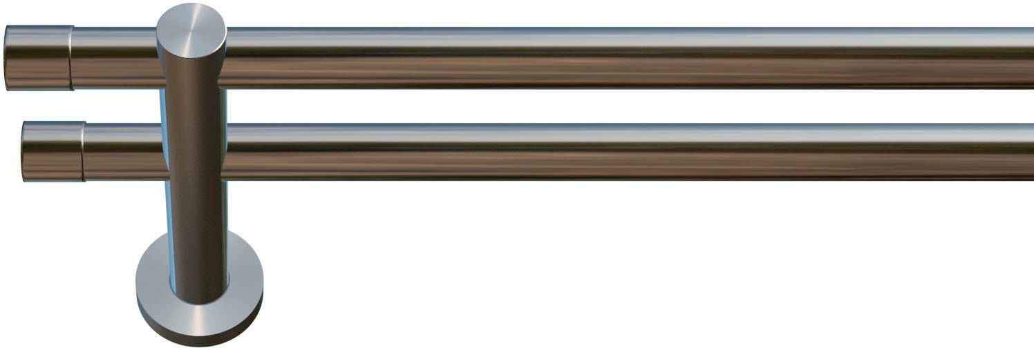 indeko Gardinenstange »Linz« Ø 20 mm 2 läufig-läufig Wunschmaßlänge Komplett-Set inkl.  Montagematerial