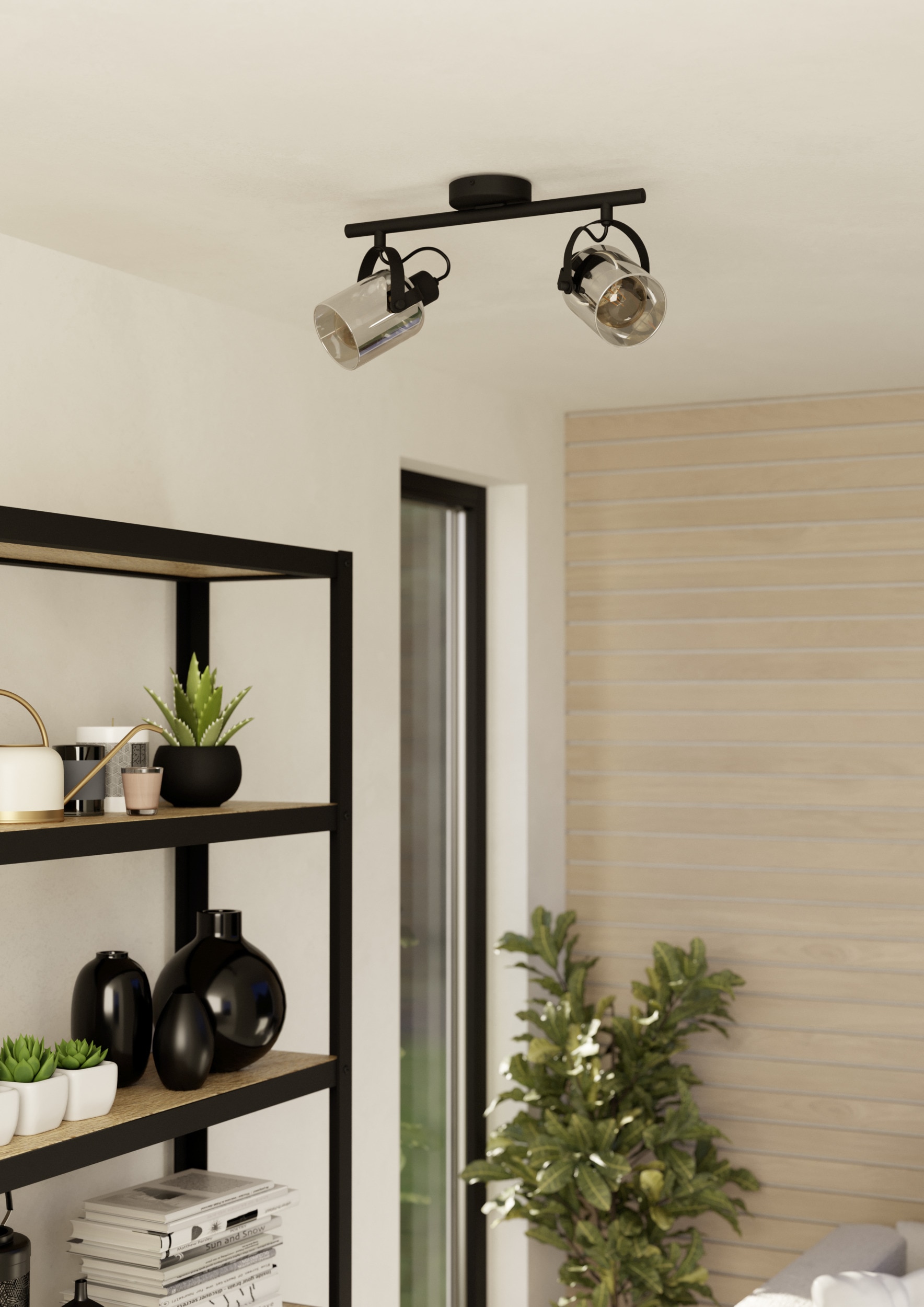 EGLO Deckenspot »BERREGAS Spotlampe - Stahl - E27 - 2X40W - IP20« E27 1 Stk. Wandleuchte, Wandspot, schwenkbar, Strahler, L44 x B11 x H24 cm