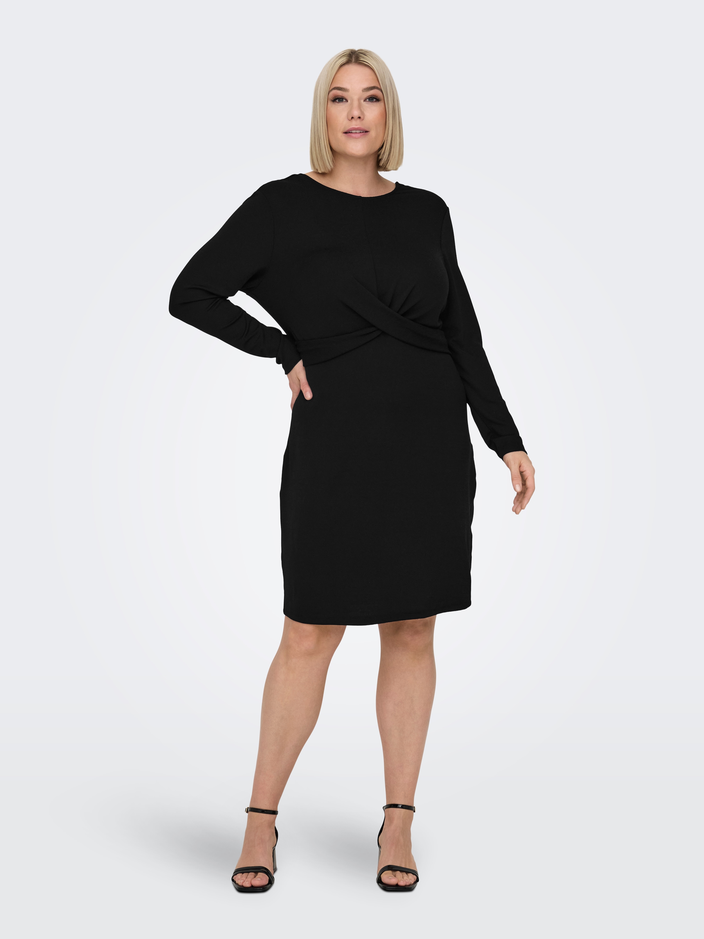 ONLY CARMAKOMA Jerseykleid »CARQUEEN L/S GLITTER TWIST DRESS JRS BF«, mit Knotendetail