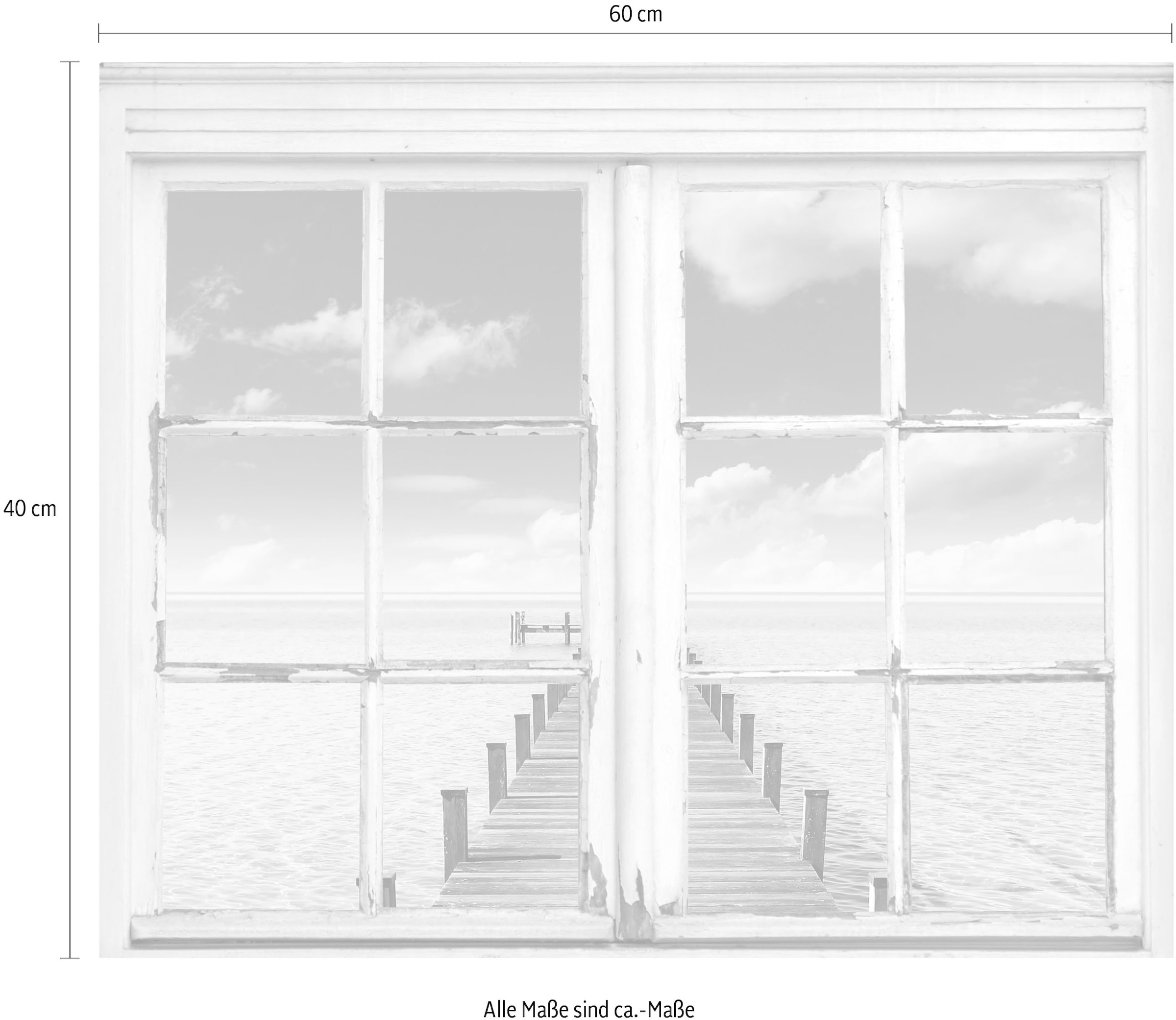 queence Wandsticker »Steg ins Meer«, Wandsticker, Wandbild, selbstklebend, Meer, Wasser, Steg