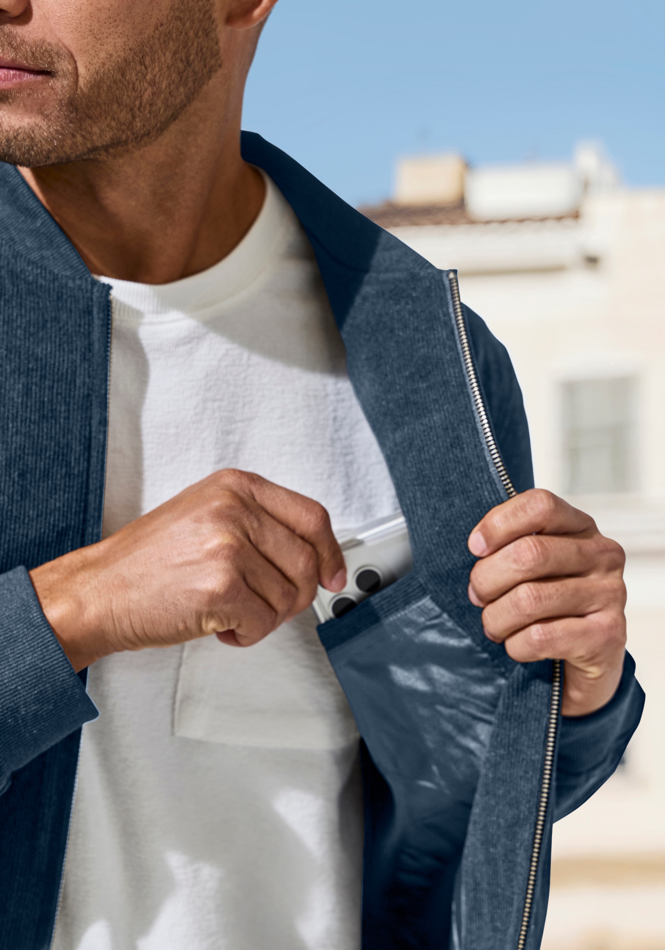 H.I.S Cordjacke »- Blouson mit Reißverschluss« , Pilotenjacke / Übergangsjacke aus Cord, regular fit