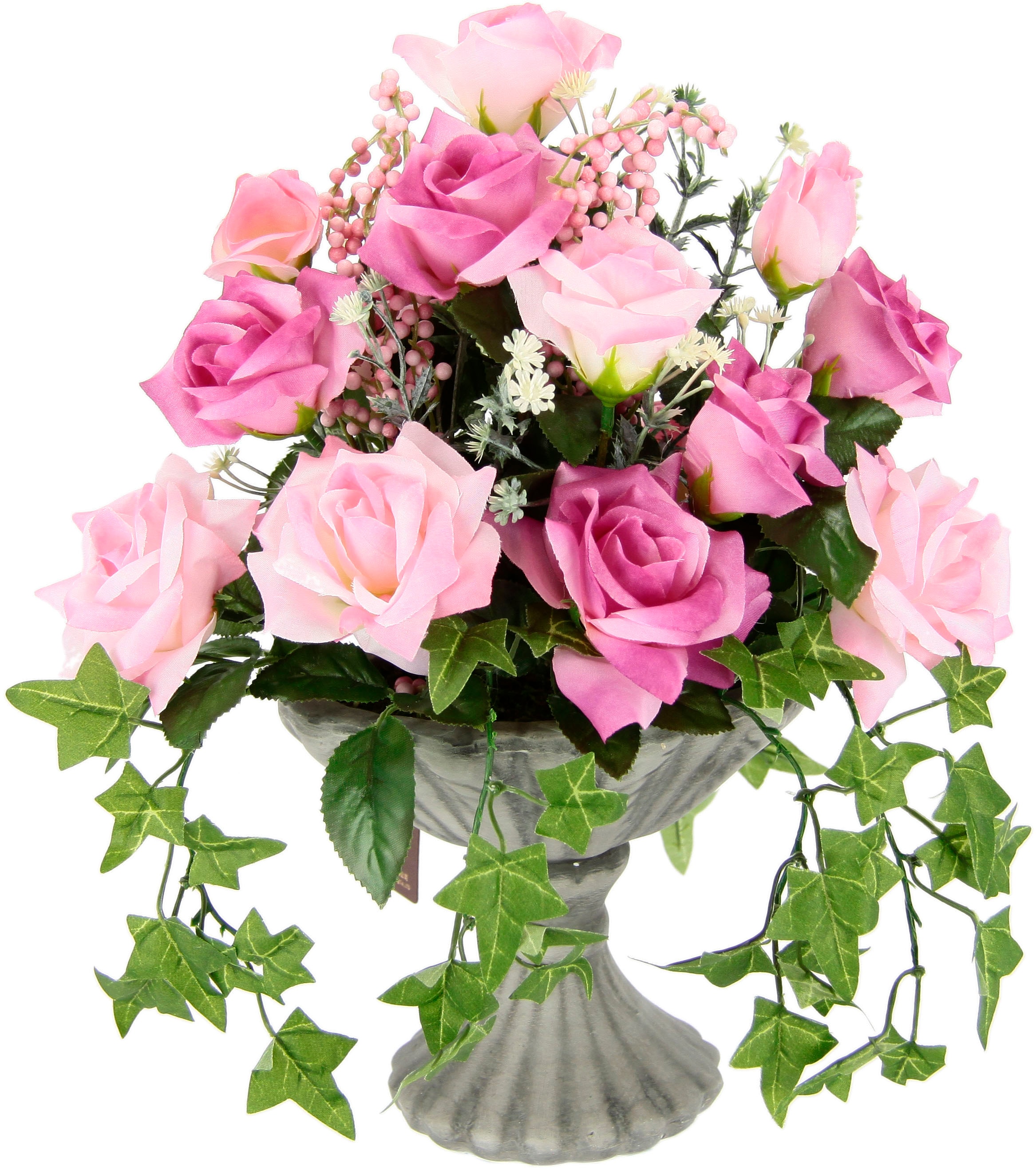 Kunstblume »Rosen«, Im Pokal aus Keramik Grabschmuck Künstliche Blumen Rose