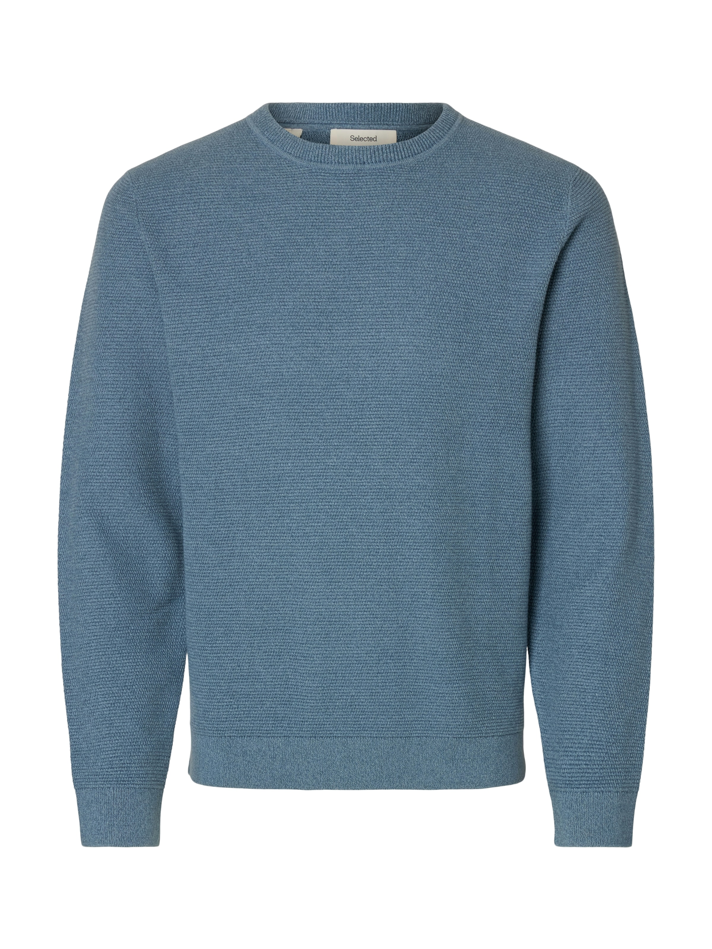 SELECTED Rundhalspullover »SLHROSS LS KNIT STRUCTURE CREW NECK NOOS« Baumwolle, regular fit