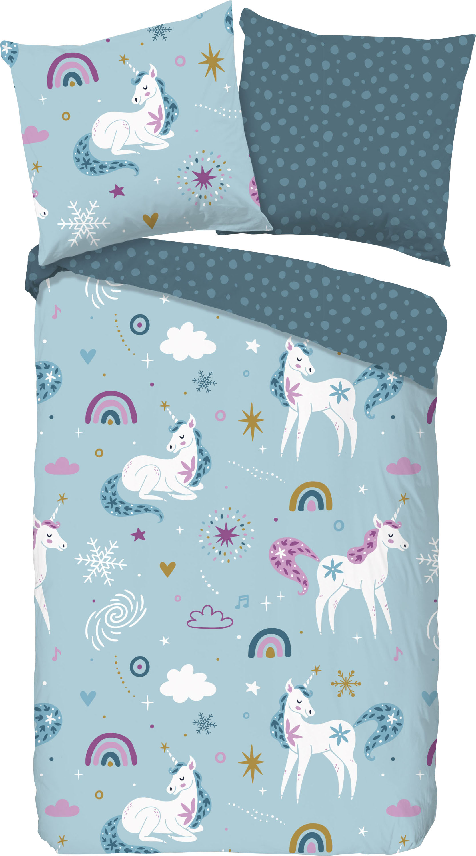 good morning Kinderbettwäsche »Snowycorn«, (2 tlg.), 100% Baumwolle/ Flanell (Biber)