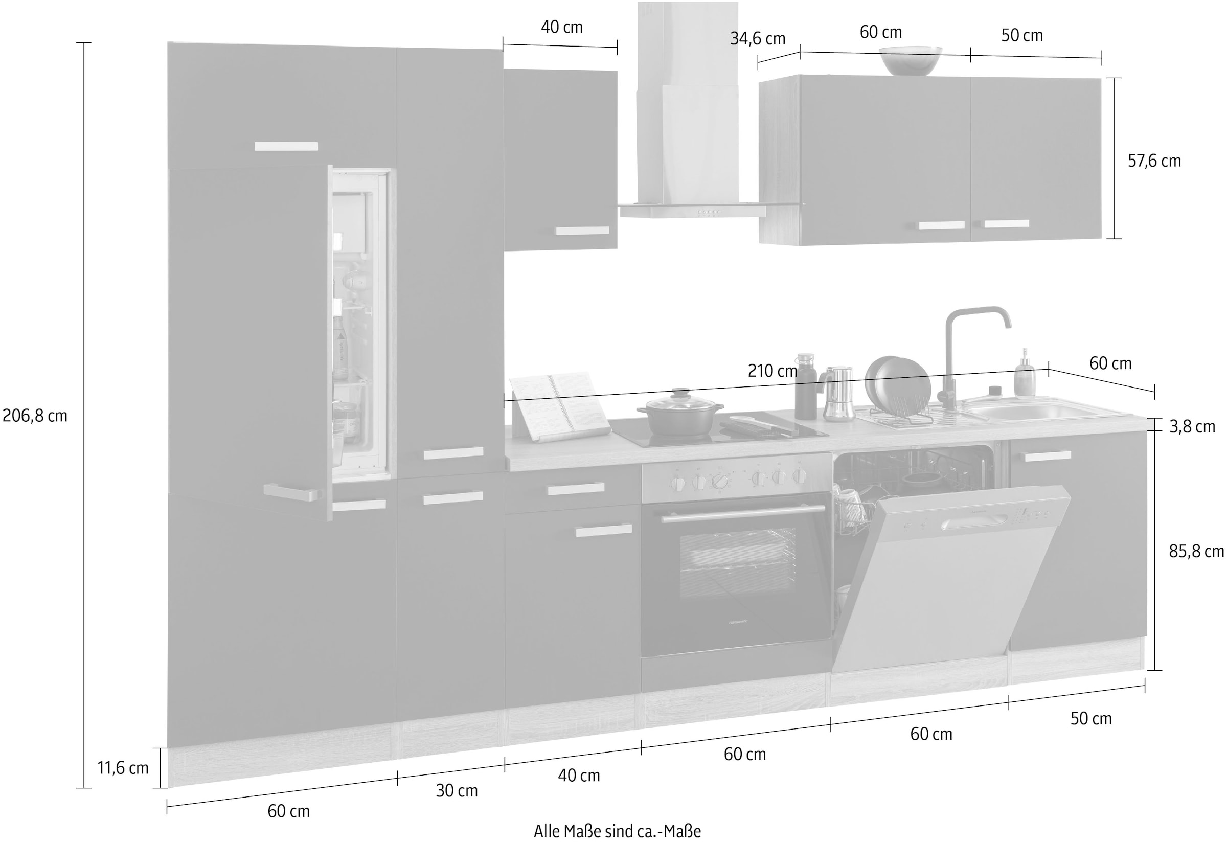 OPTIFIT Küchenzeile »Leer«, 300 cm breit, inkl. Elektrogeräte der Marke  HANSEATIC bestellen im OTTO Online Shop