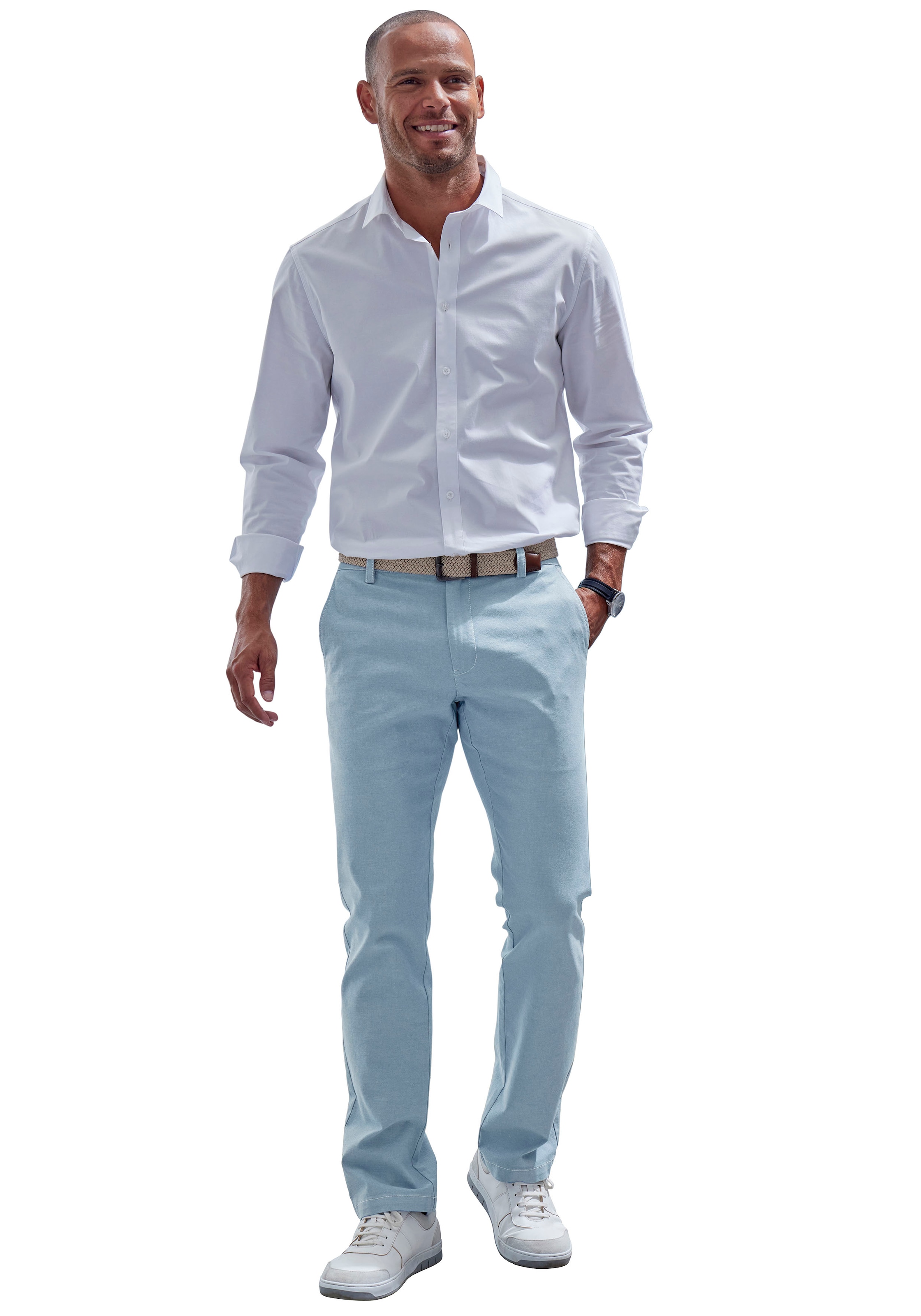 John Devin Chinohose »regular-fit, lange Oxford Hose«, aus elastischer Baumwoll-Qualität