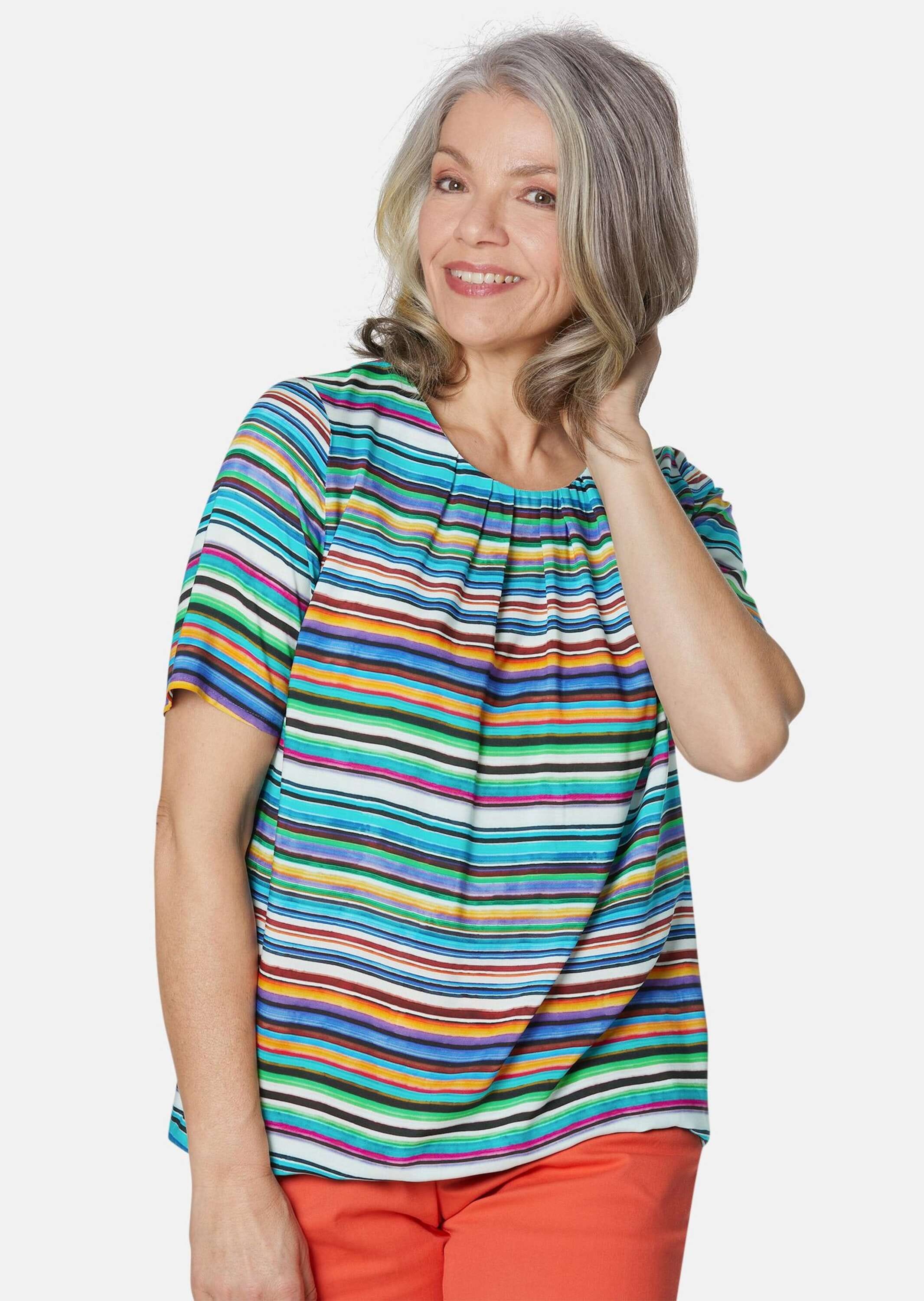 GOLDNER Druckbluse »Kurzgröße Farbbrillante Druckbluse mit liebevollen Details«