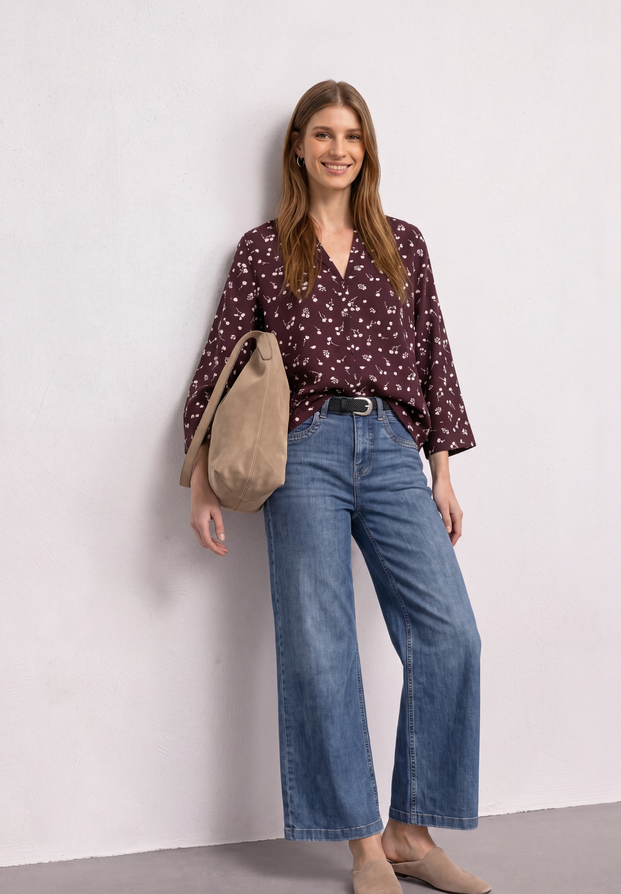 STREET ONE Druckbluse 3/4-Tunika-Bluse mit Splitneck und Allover-Print