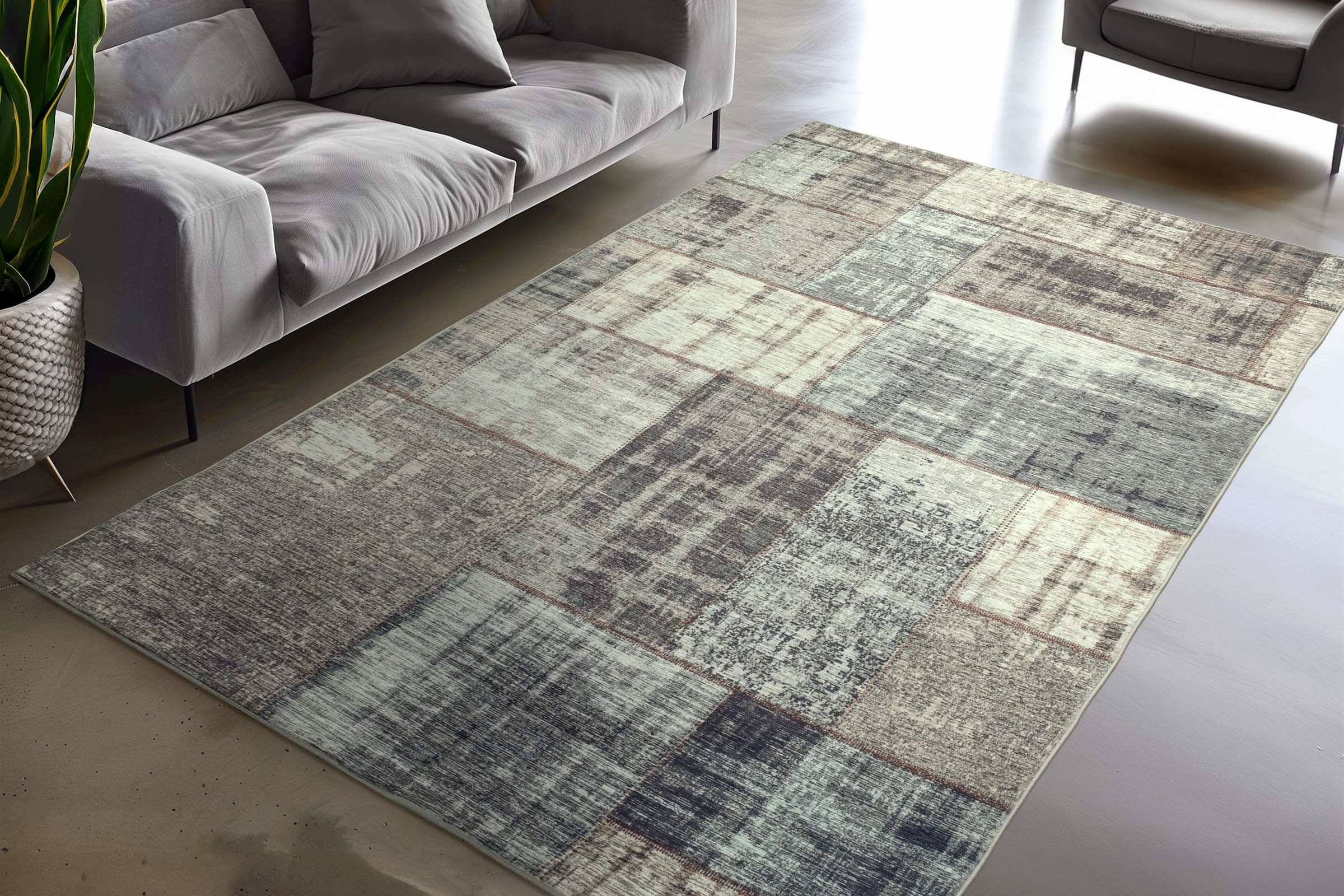 Kayoom Teppich »Visionary 131« rechteckig 8 mm Höhe Kurzflor, Vintage, Patchwork Muster, Modernes Muster
