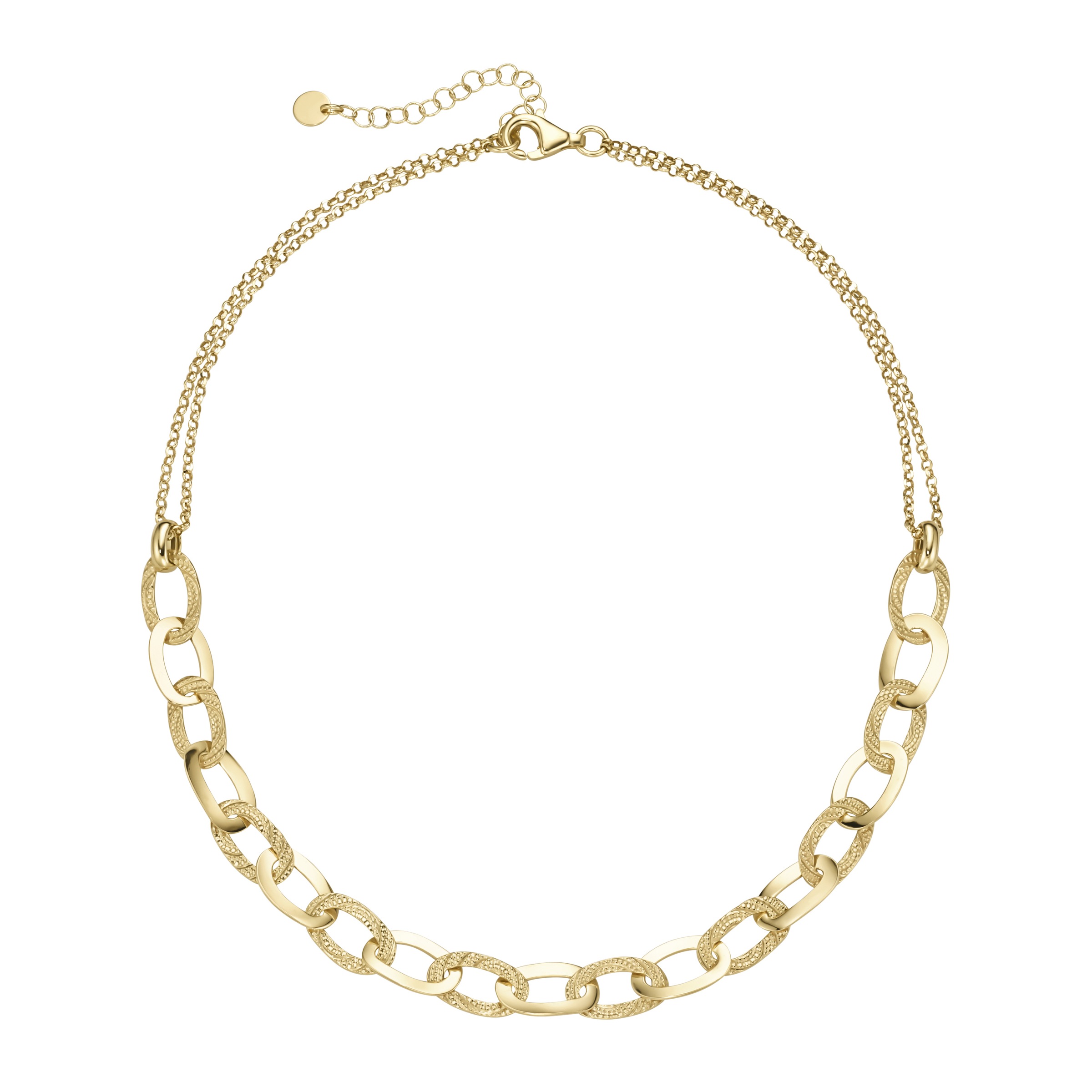 Smart Jewel Collier »Collier ovale Glieder hochglänzend und strukturiert, Silber 925«