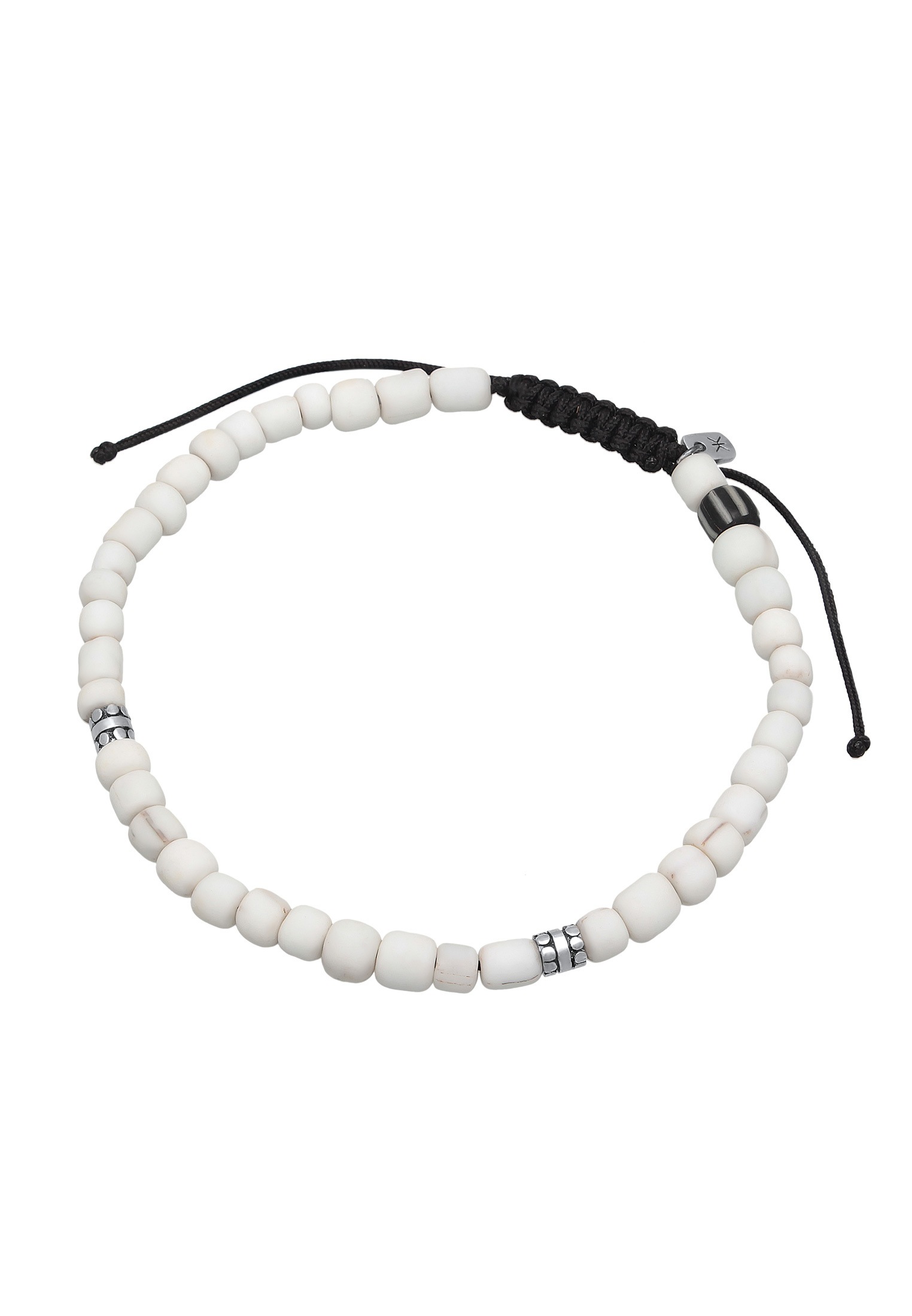 Kuzzoi Fußkette »Fußschmuck Herren Heishi Glas Beads Textilband 925 Silber«