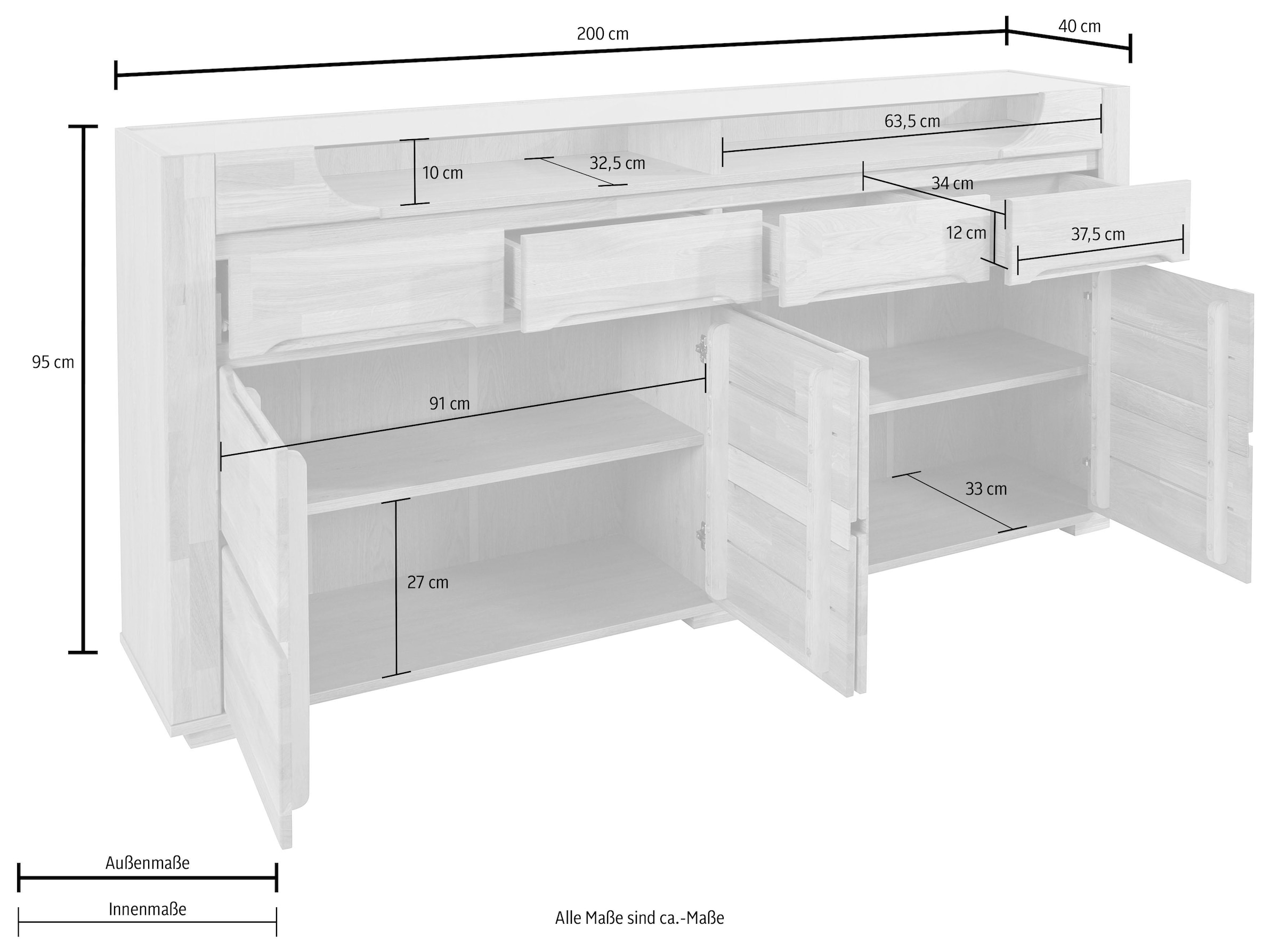 Home affaire Sideboard »Denis«, Breite 200 cm