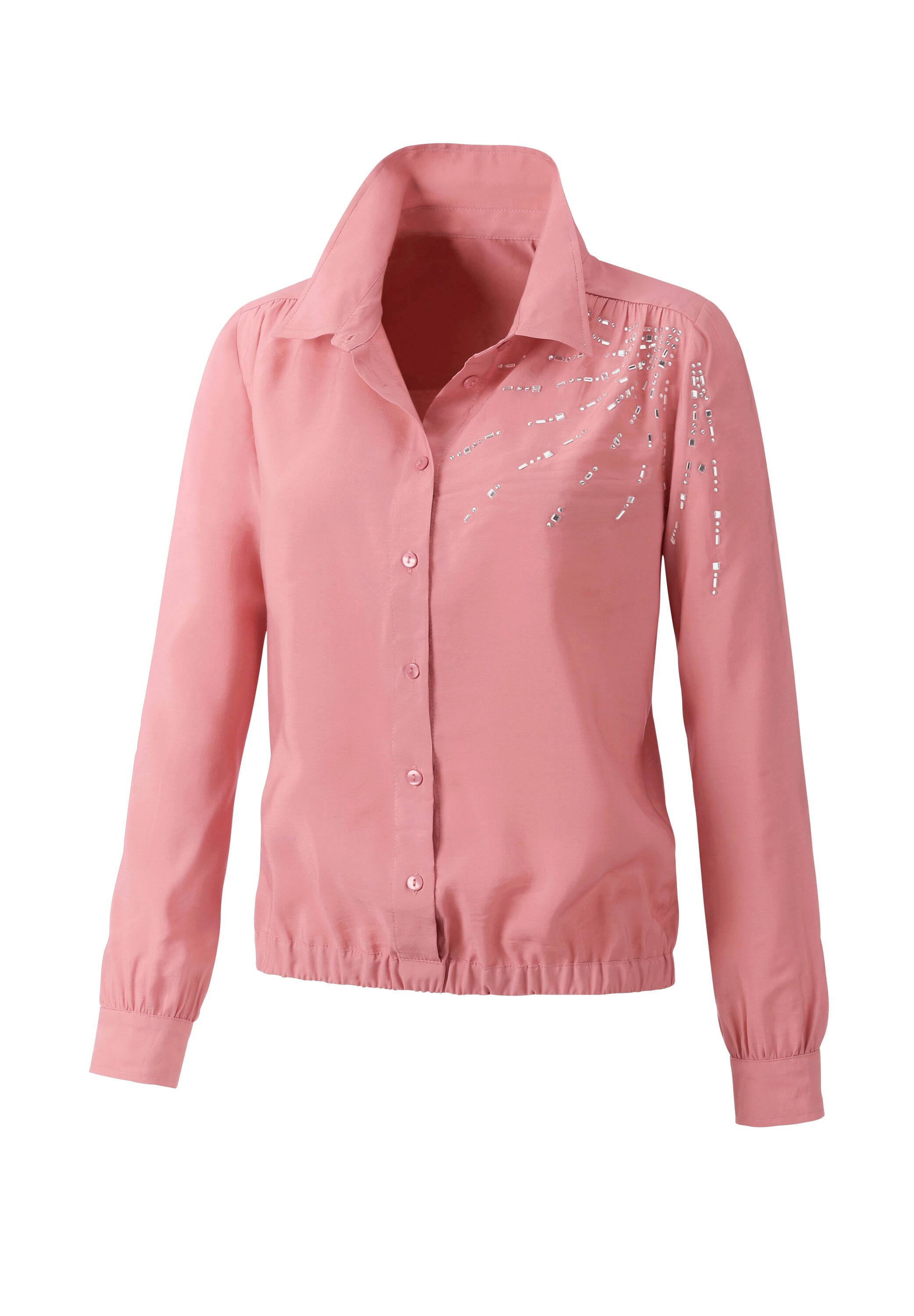 creation L Klassische Bluse »Modal-Bluse Hemdbluse mit Ziersteinchen«