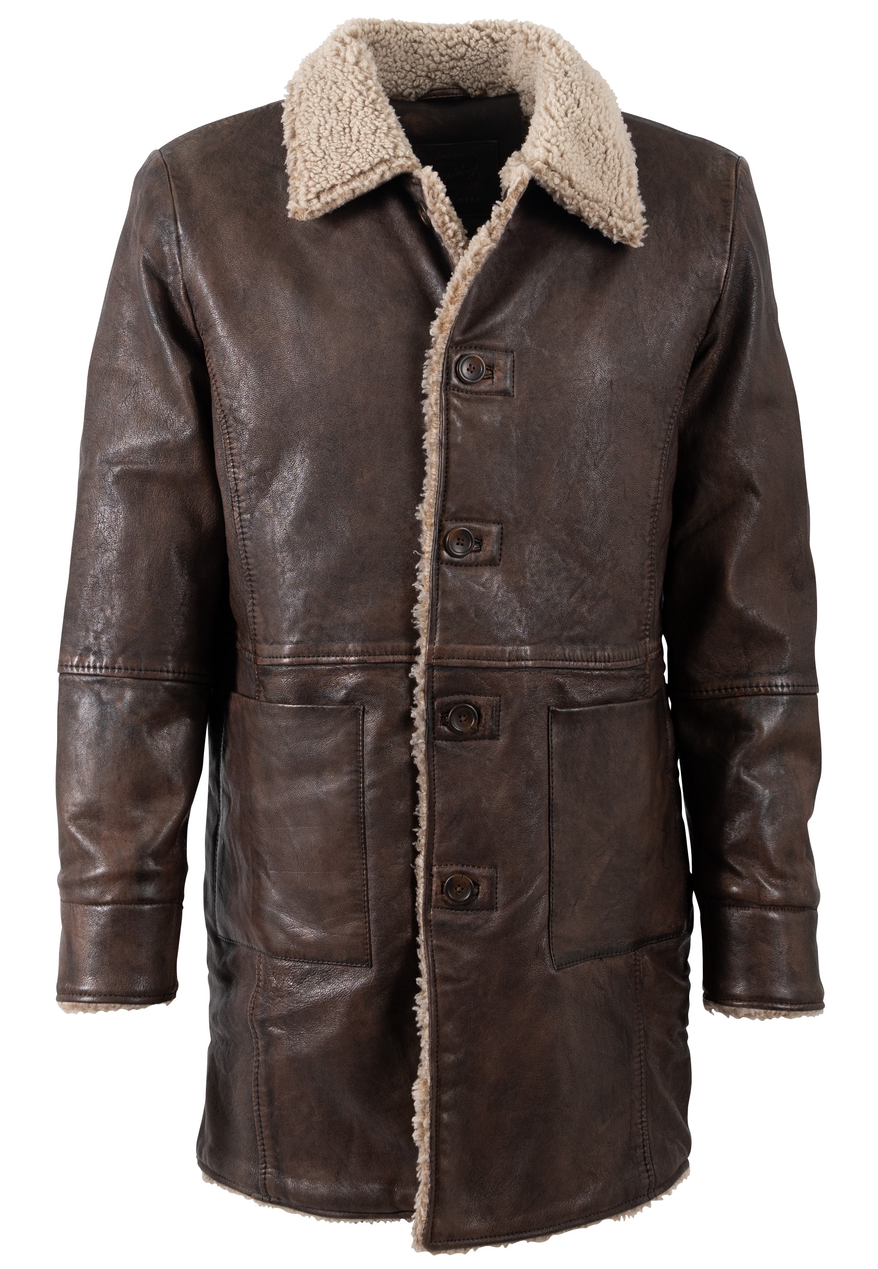 Mauritius Ledermantel »MMGrisz« Umlegekragen mit Kunstfellbesatz