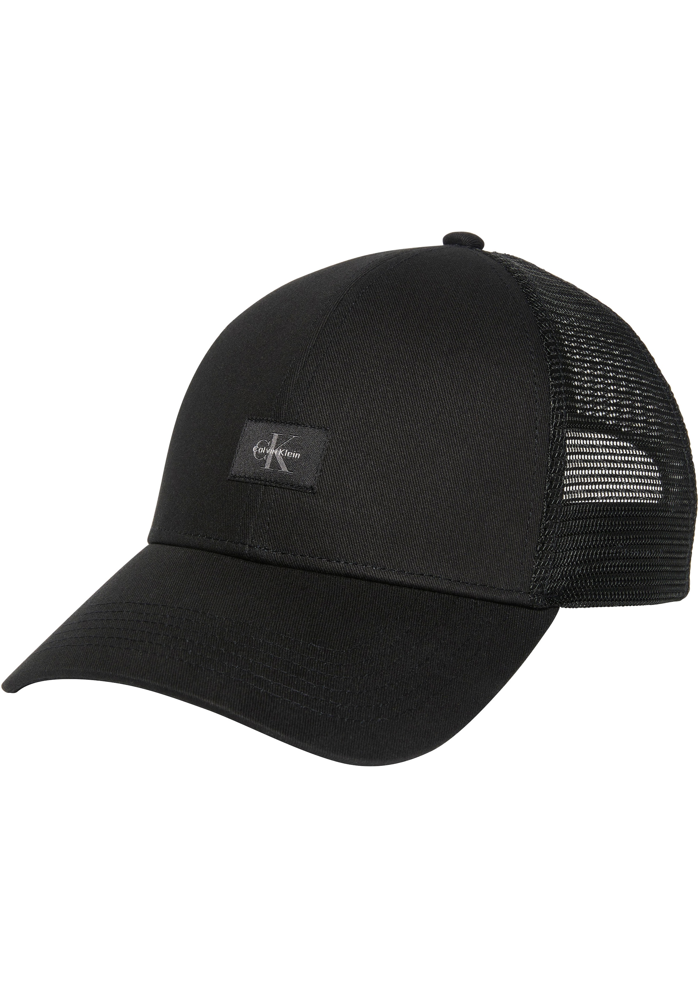 Calvin Klein Jeans Trucker Cap »MONOLOGO WOVEN PATCH TRUCKER« Netzeinsatz, Größe individuell verstellbar