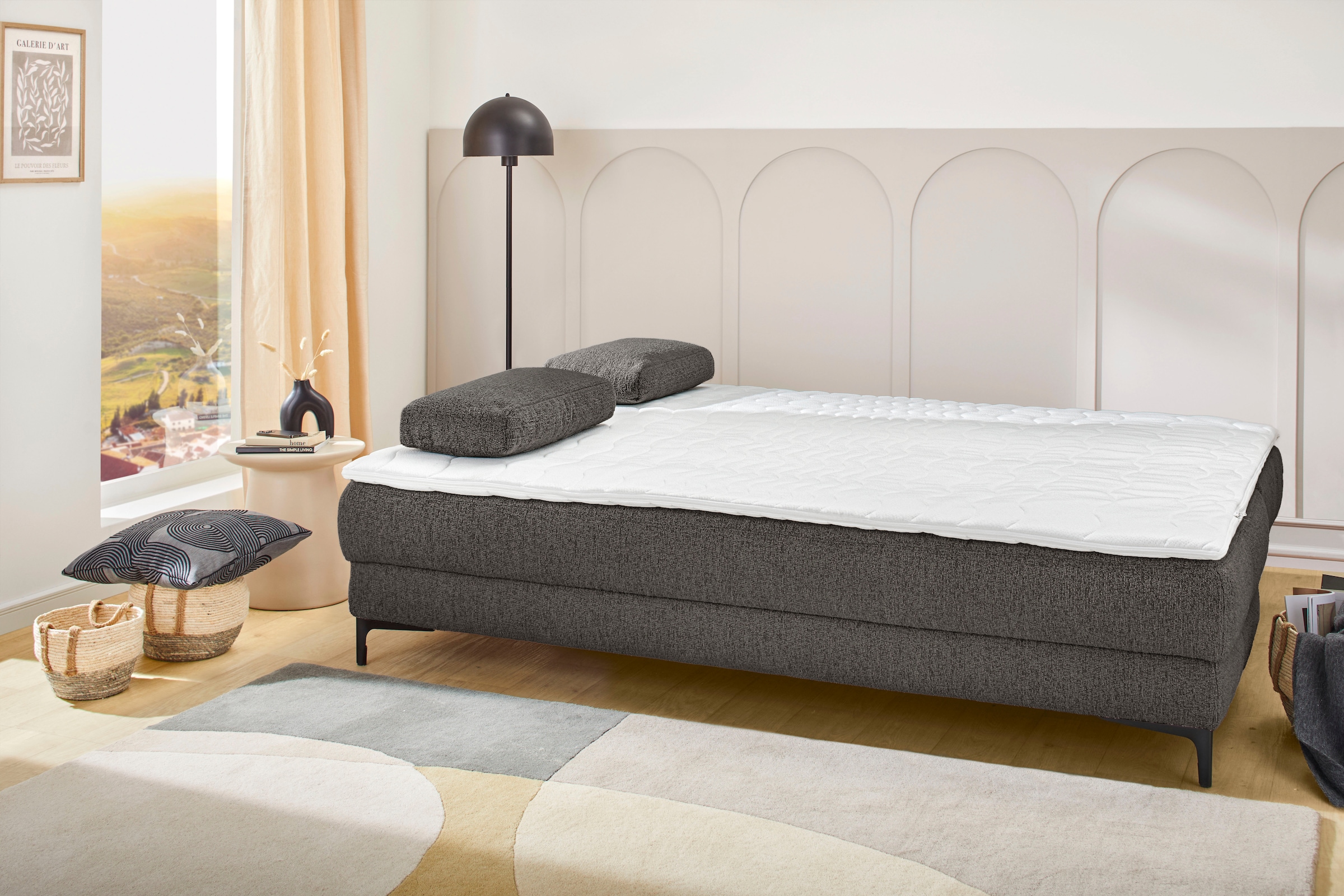 Jockenhöfer Gruppe Schlafsofa »Felix, B: 205 cm, Liegefl. 155x201 cm, Dauerschlafsofa, inkl. Topper« inklusive Schlaffunktion und Bettkasten, Federkernpolsterung