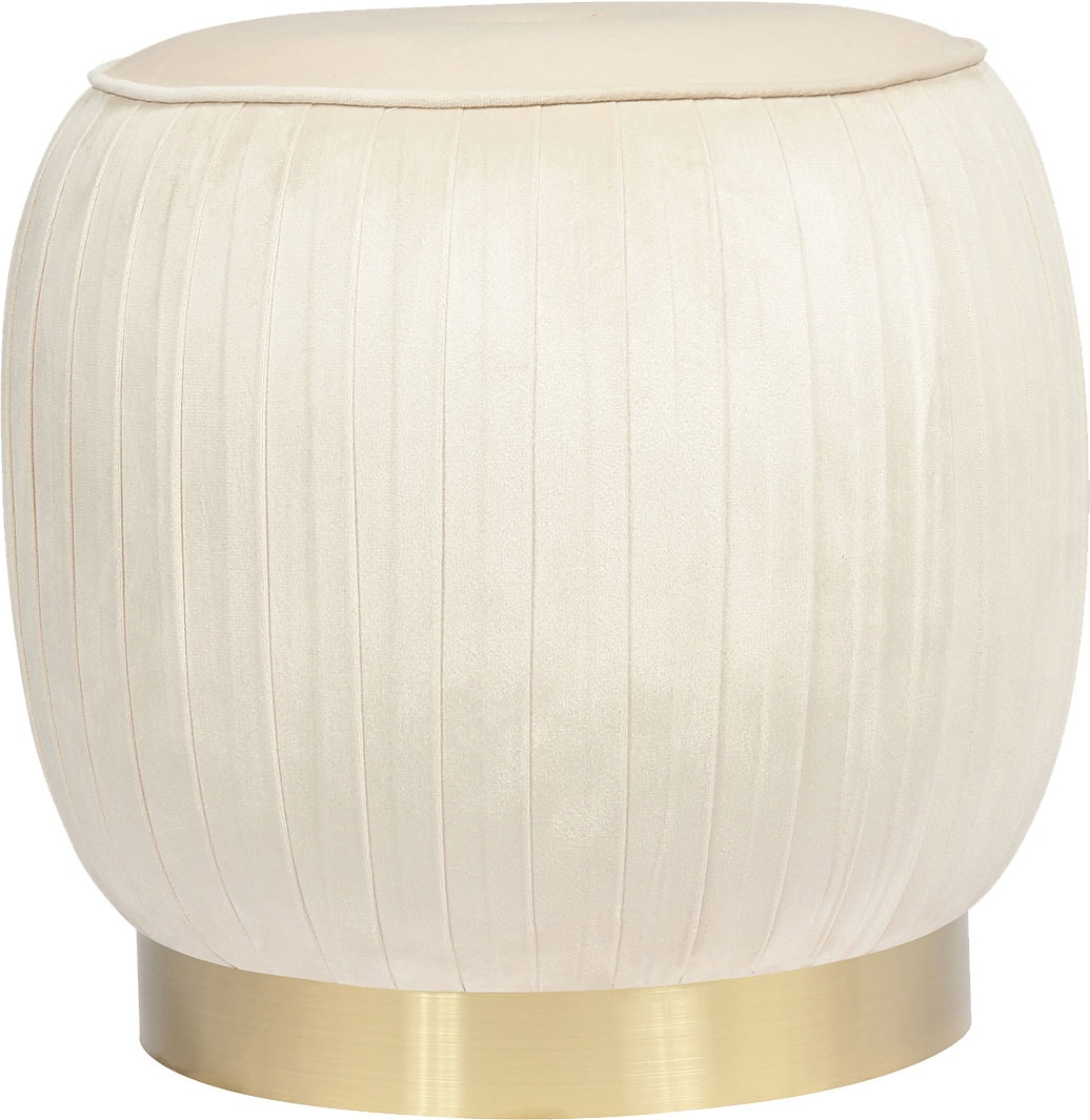Kayoom Polsterhocker »Hocker Lyla 125, Edler Touch durch goldenen Sockel, Samtbezug«, (1 St.), samtweich, gesteppte Ziernaht, Edelstahlsockel, Hochwertiger Samtbezug