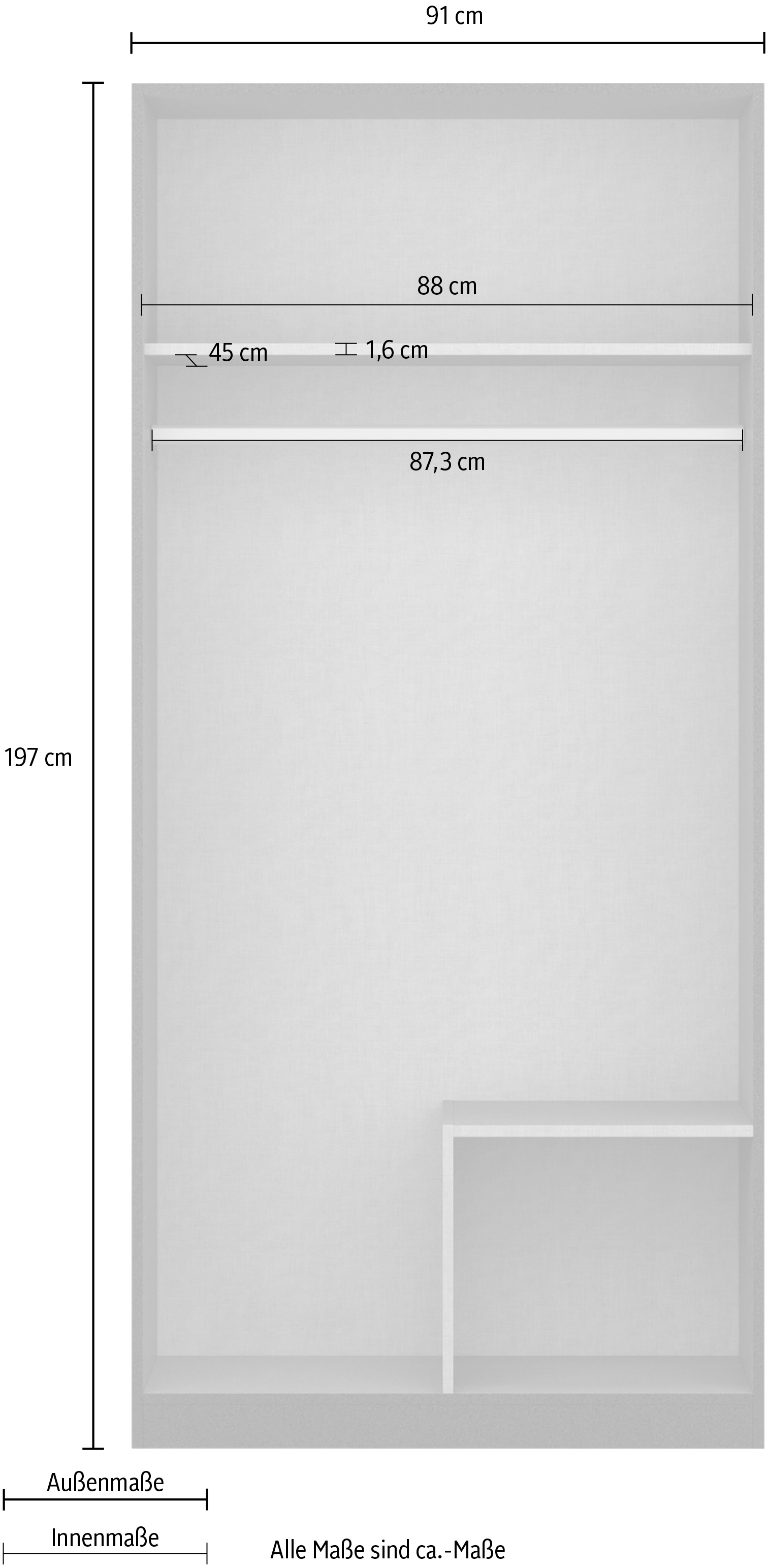 rauch Drehtürenschrank »StyleUp«, Typ Monochrome mit eleganten, langen Griffstangen in Schrankfarbe