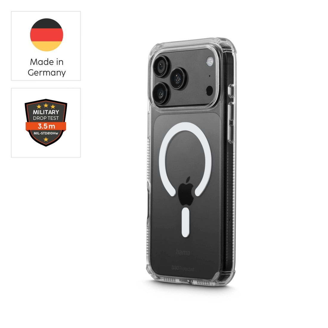 Hama Smartphone-Hülle »Handyhülle für iPhone 17 Pro Max/18 Pro Max (für MagSafe, stoßfest)« Smartphones D3O-Technologie, Fallschutz bis 3,5 m, Kratzschutz, magnetisch