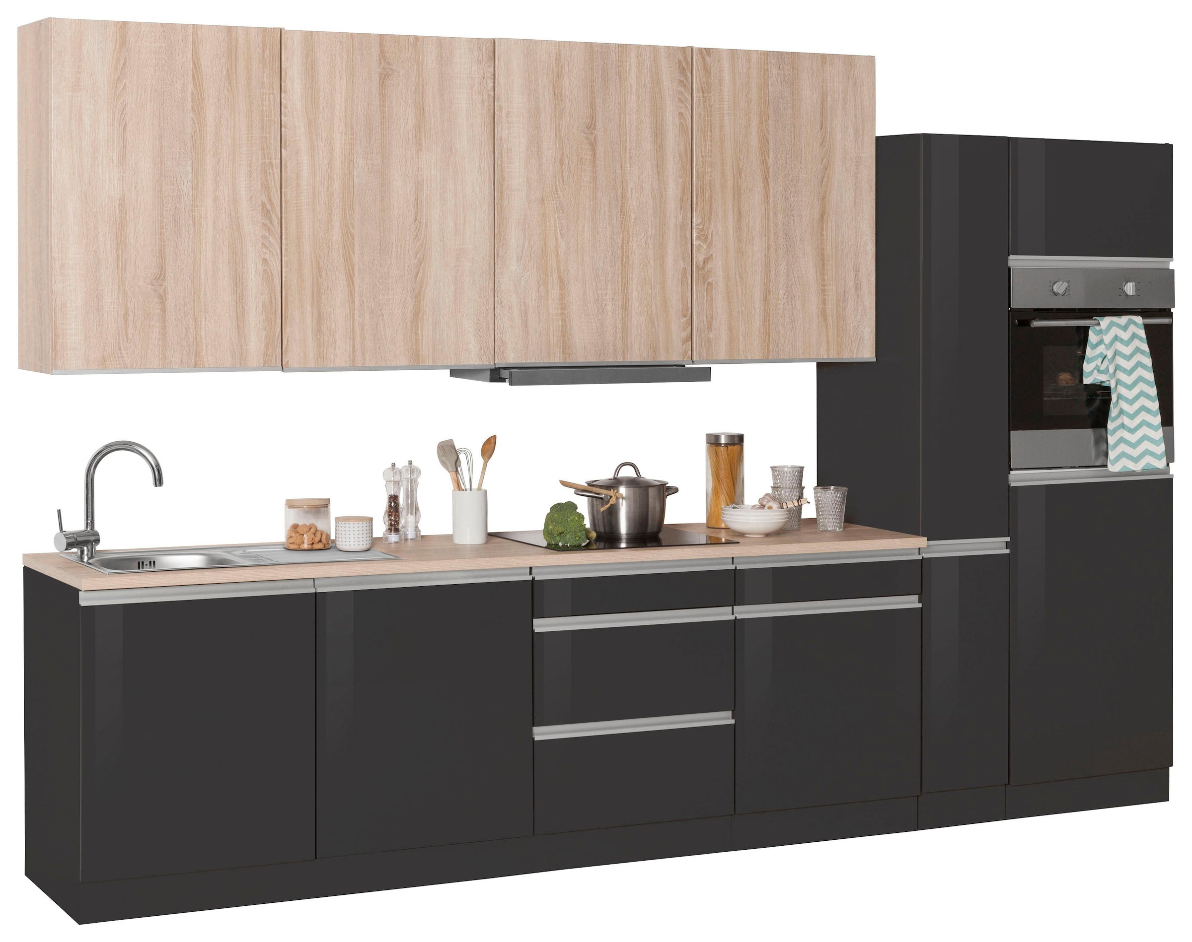 KOCHSTATION Küchenzeile »KS-Ohio«, mit E-Geräten, Breite 330 cm
