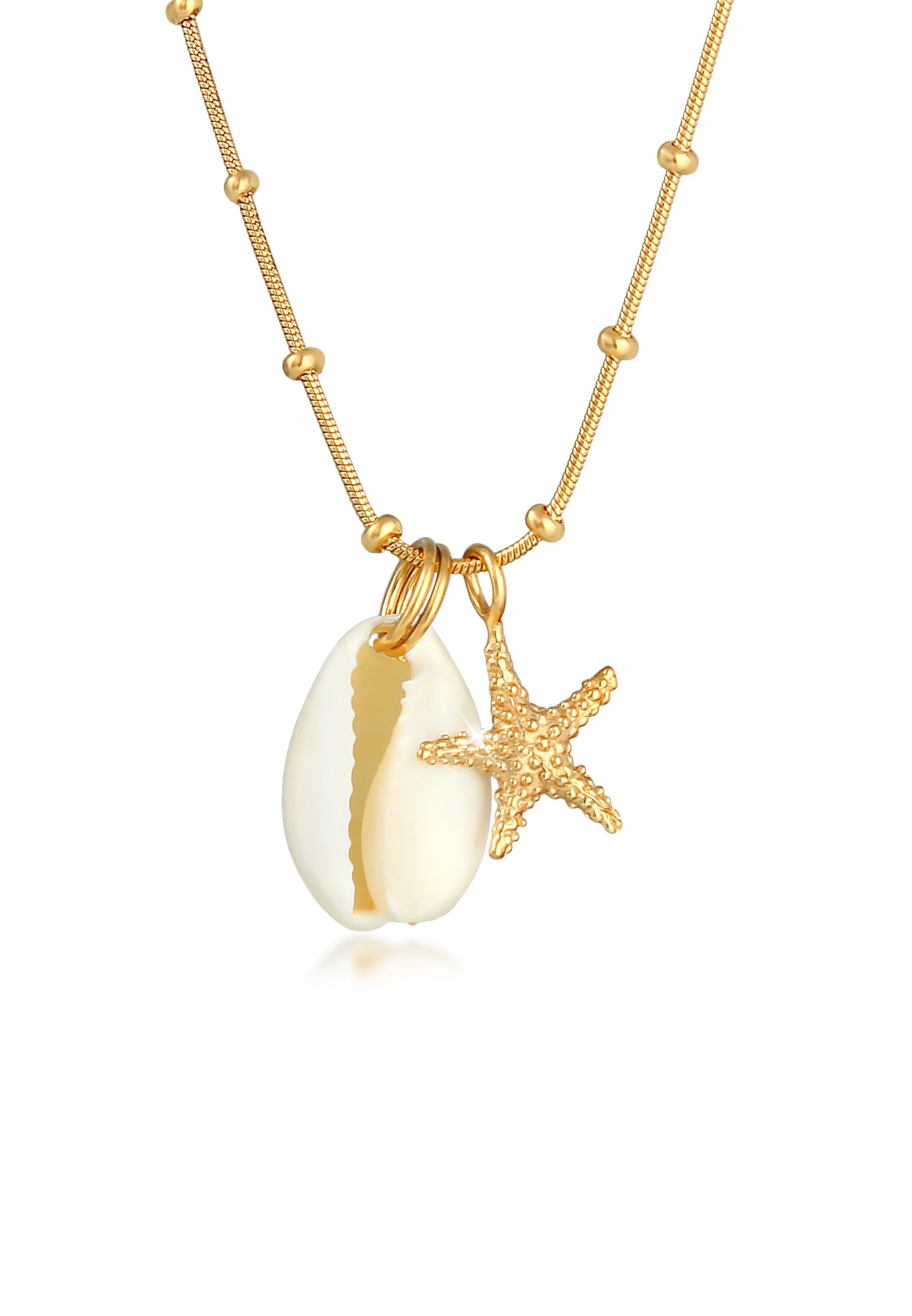 Elli Kette mit Anhänger »Kauri Muschel Seestern Kugelkette 925 Silber«