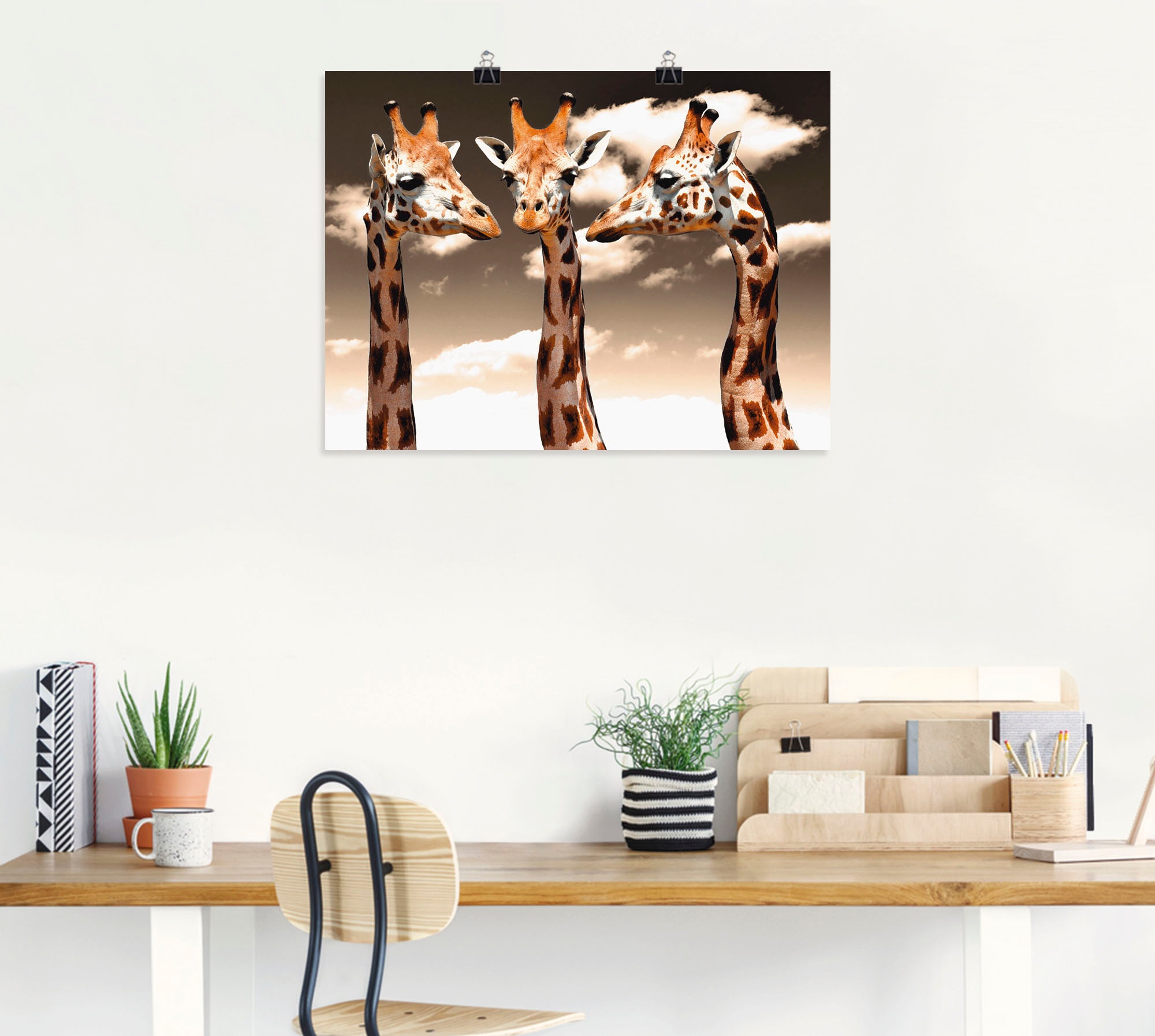 Artland Poster »Giraffe_sepia«, Wildtiere, (1 St.), als Alubild, Leinwandbild, Wandaufkleber oder Poster in versch. Größen
